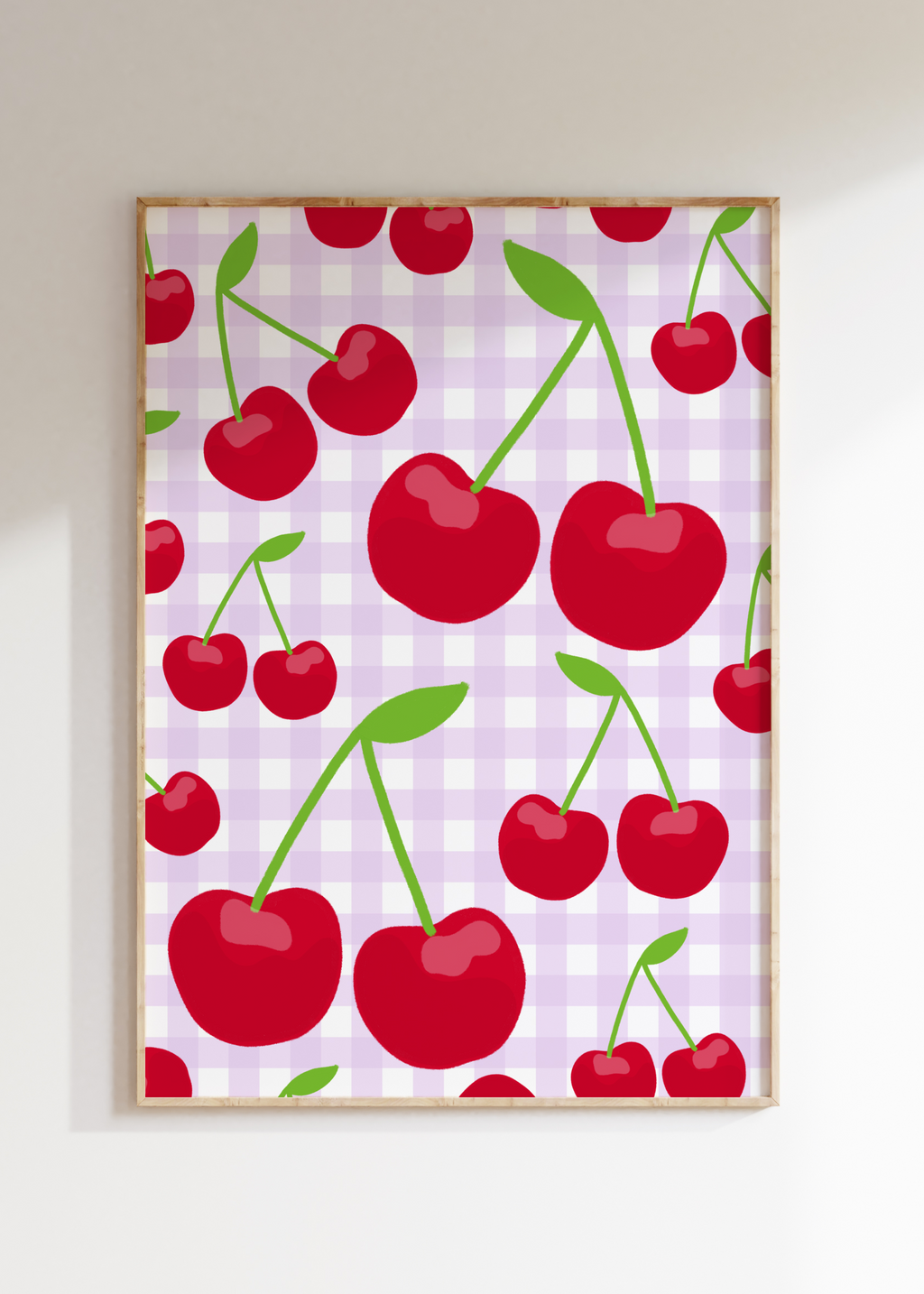 Gingham Cherry Art Print