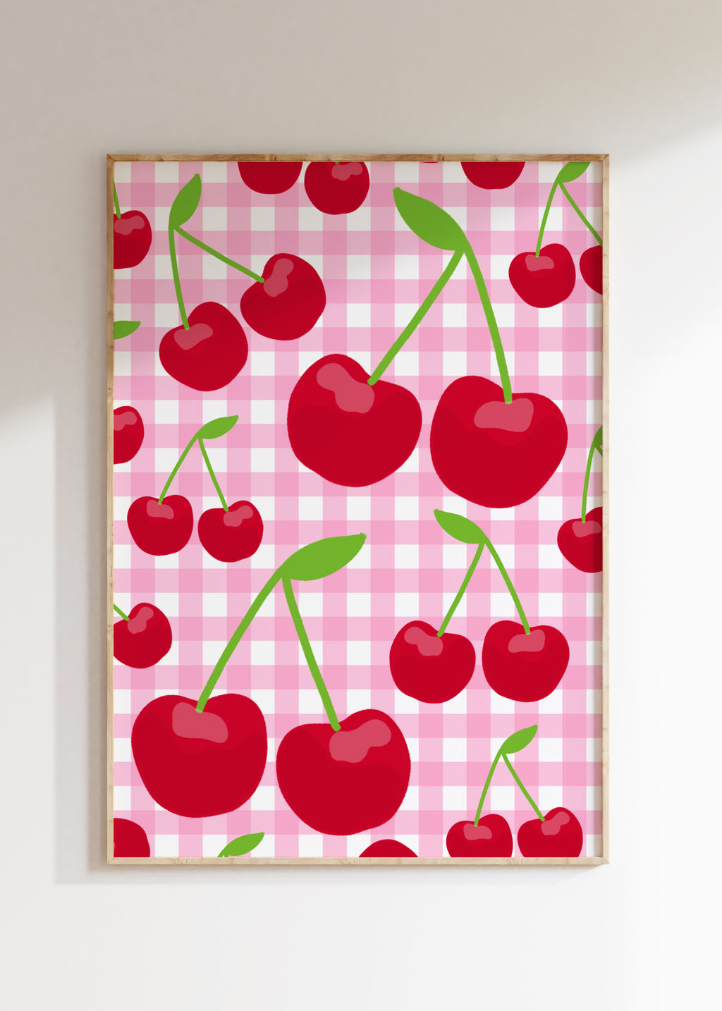 Gingham Cherry Art Print