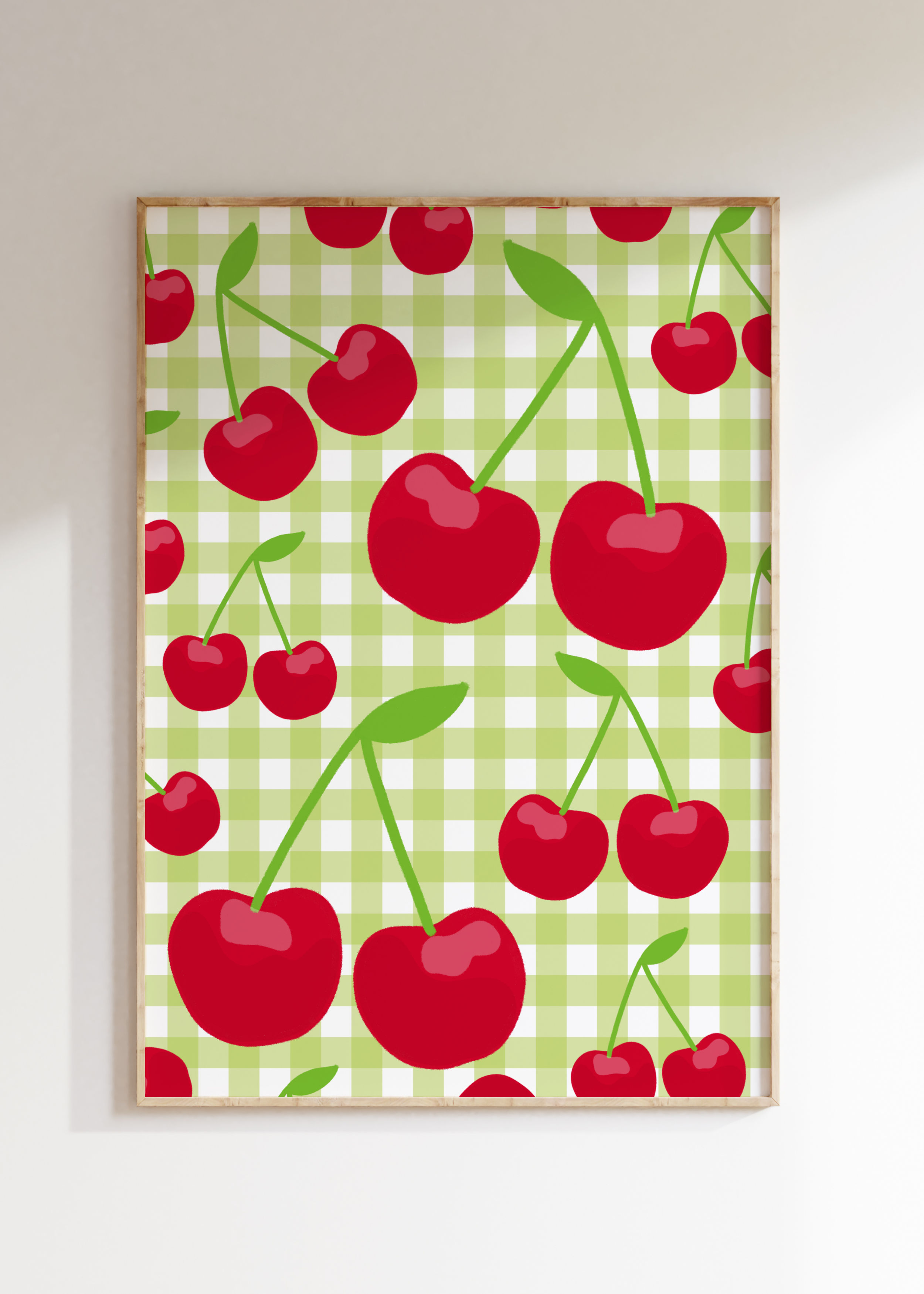 Gingham Cherry Art Print