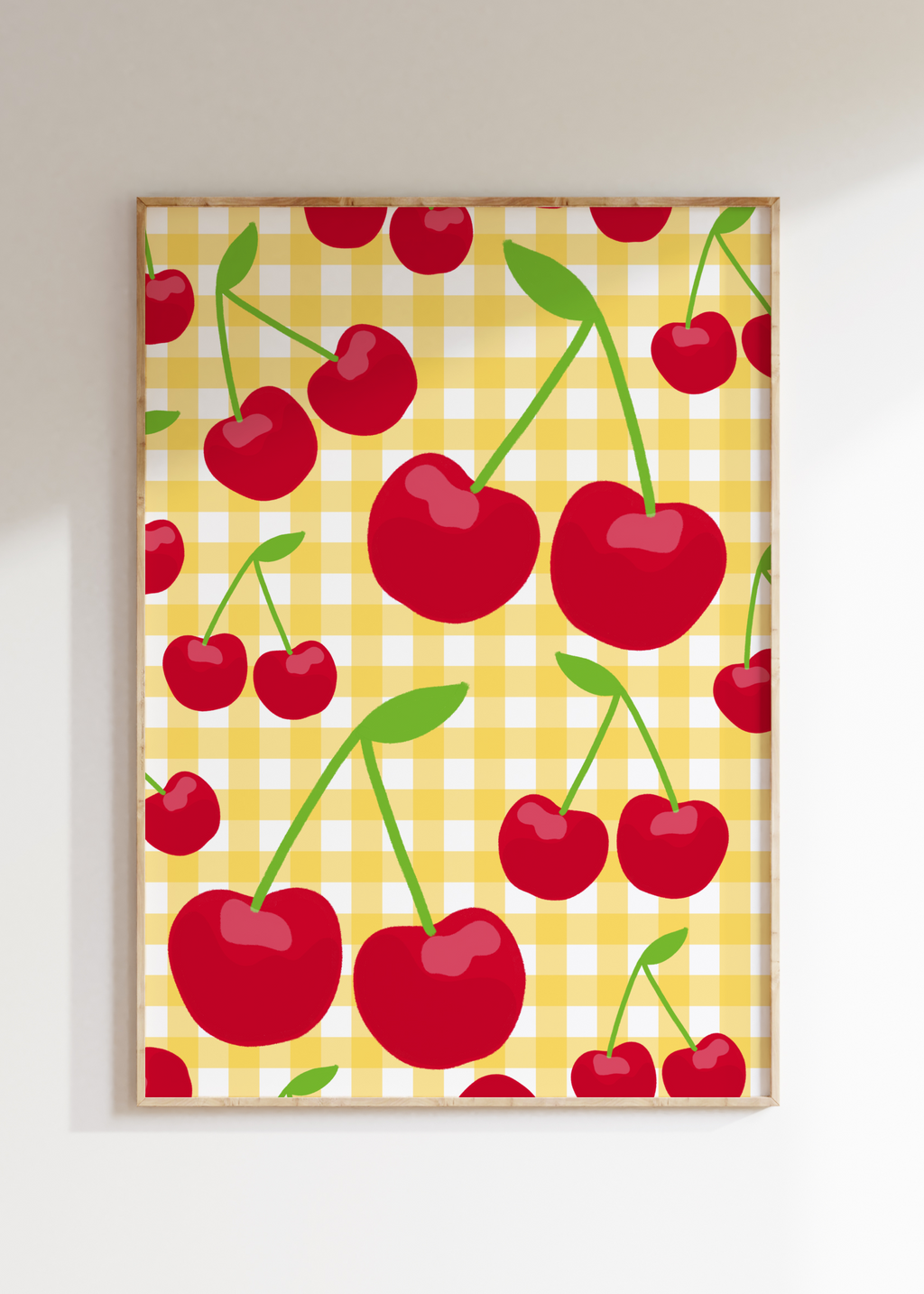 Gingham Cherry Art Print
