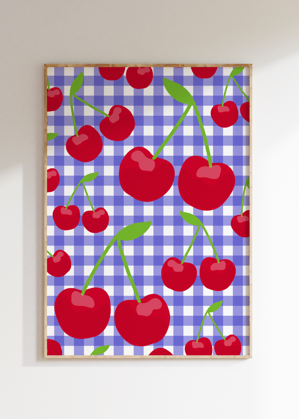 Gingham Cherry Art Print