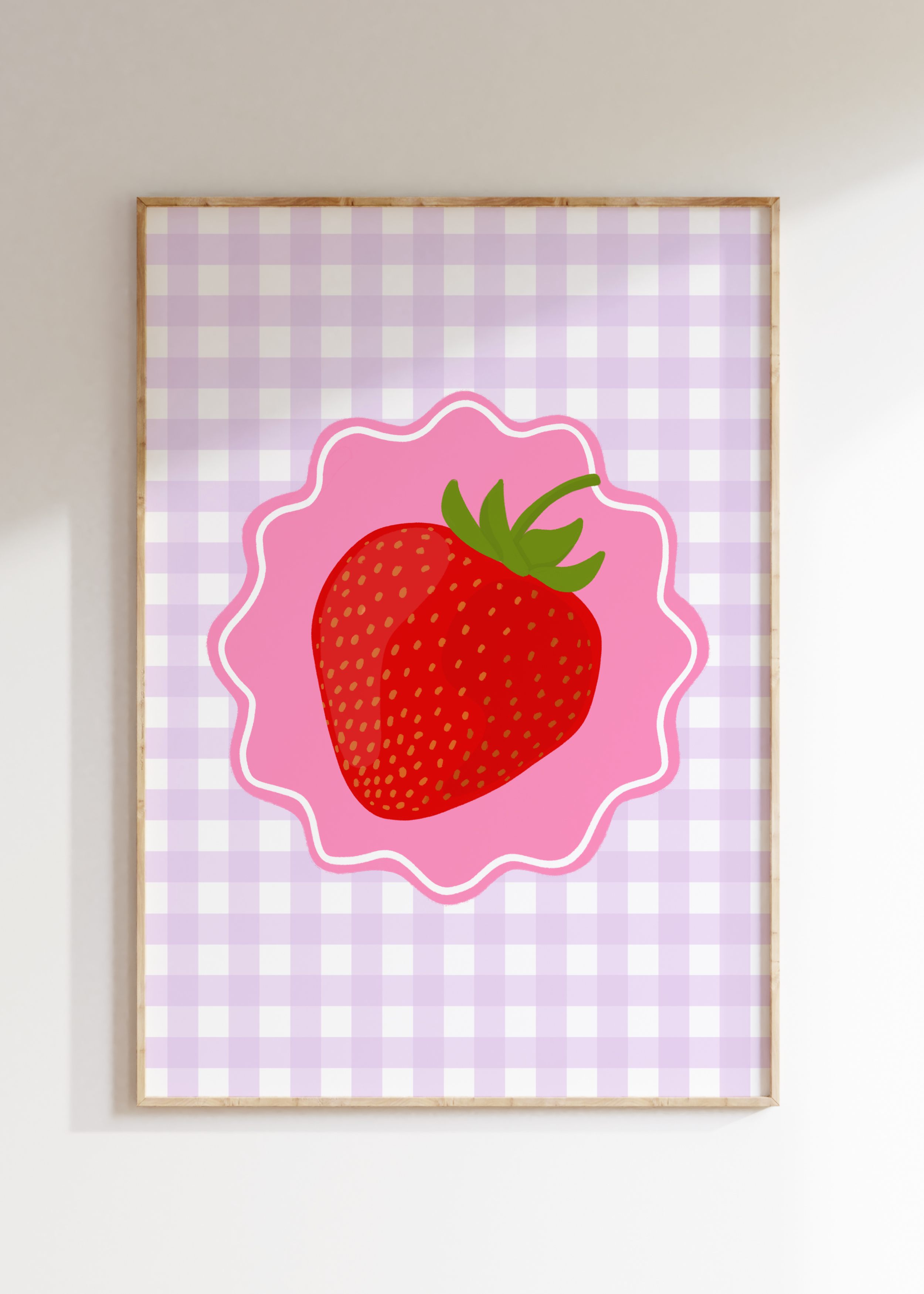 Gingham Strawberry Art Print