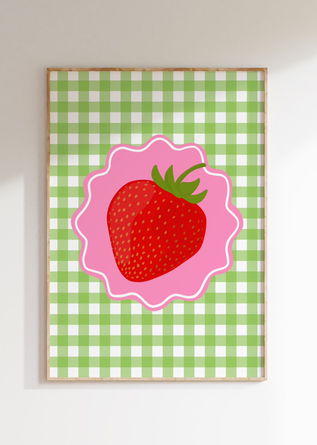 Gingham Strawberry Art Print