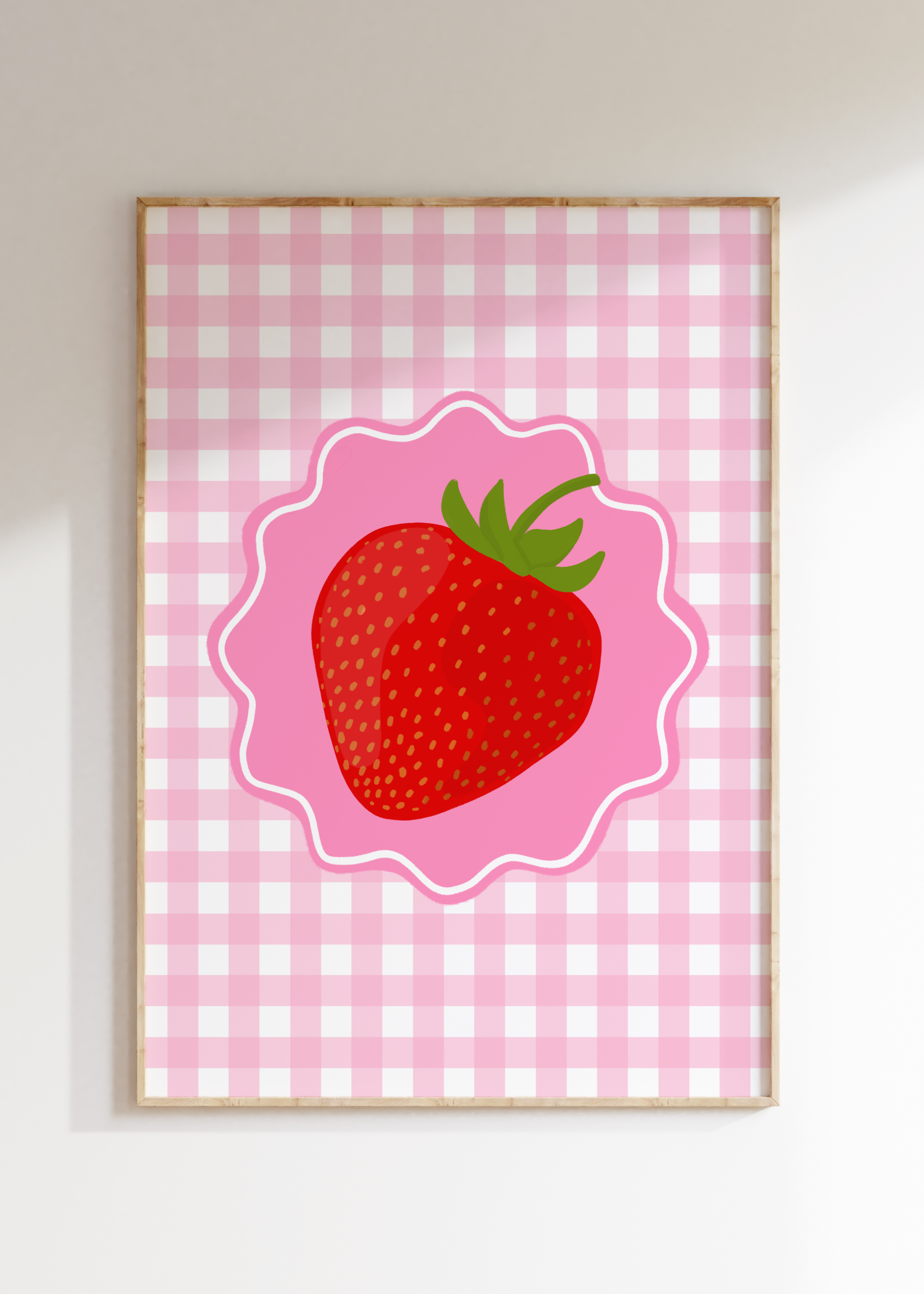 Gingham Strawberry Art Print
