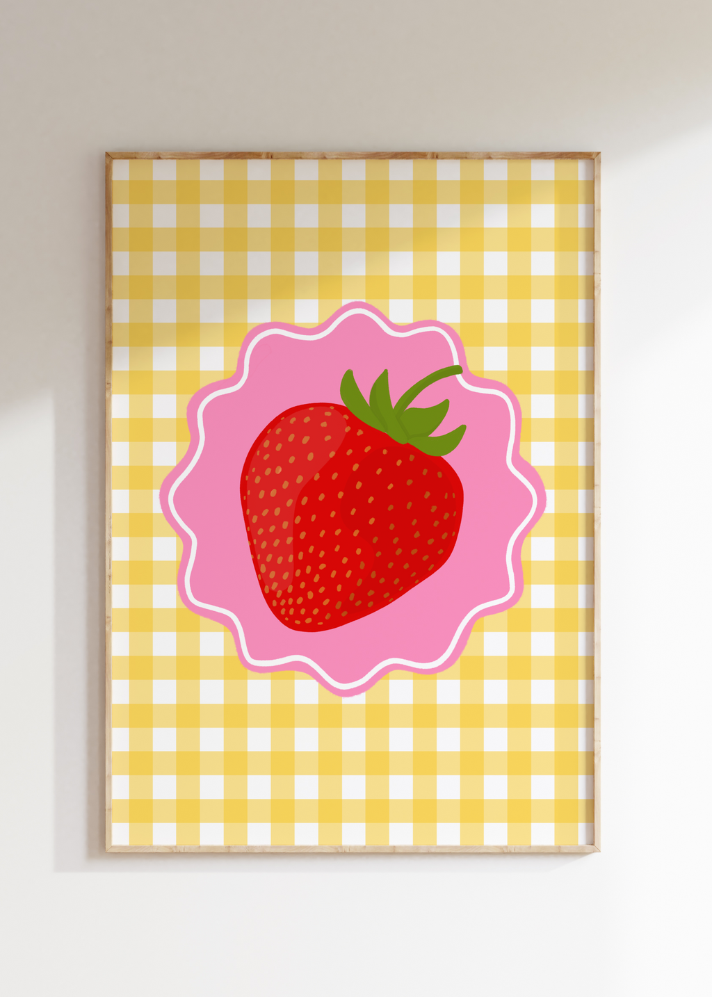 Gingham Strawberry Art Print