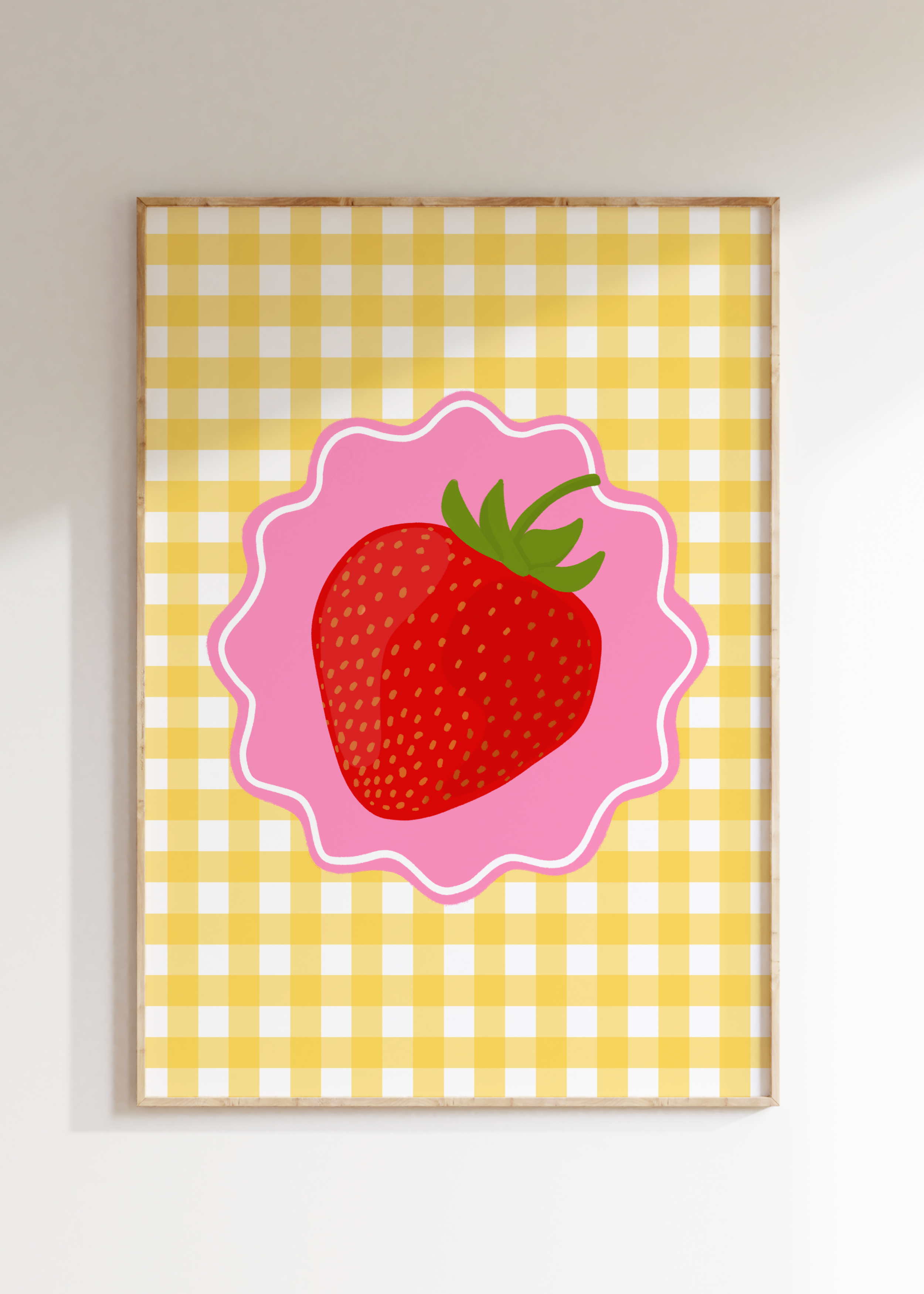 Gingham Strawberry Art Print