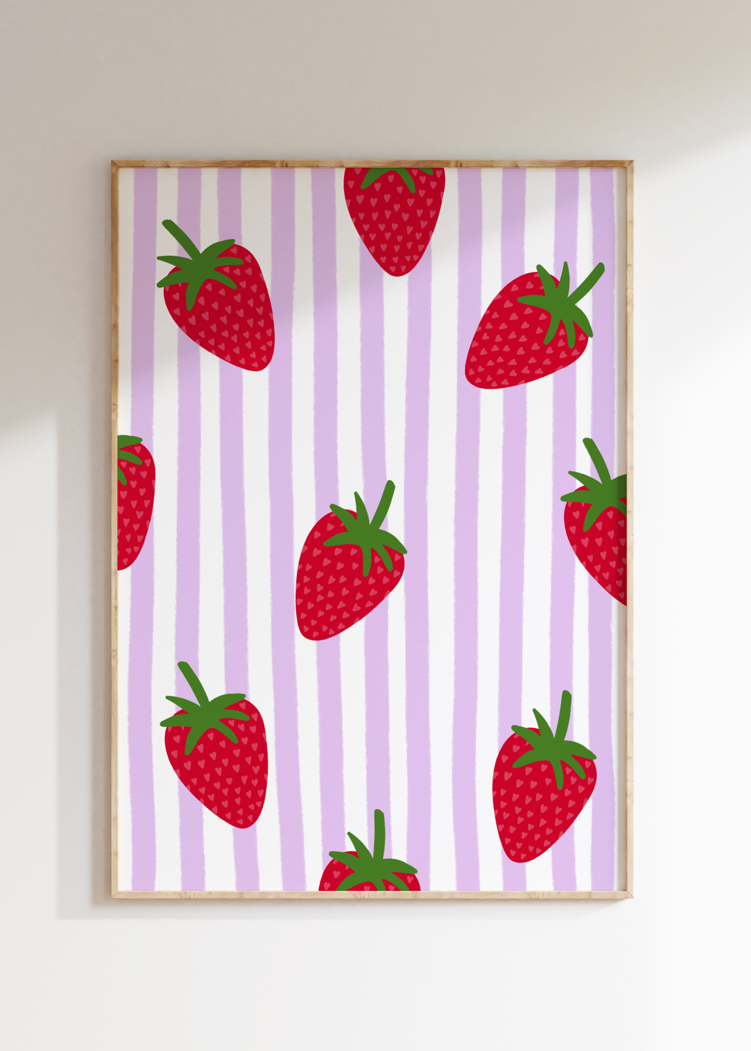 Striped Strawberry Art Print