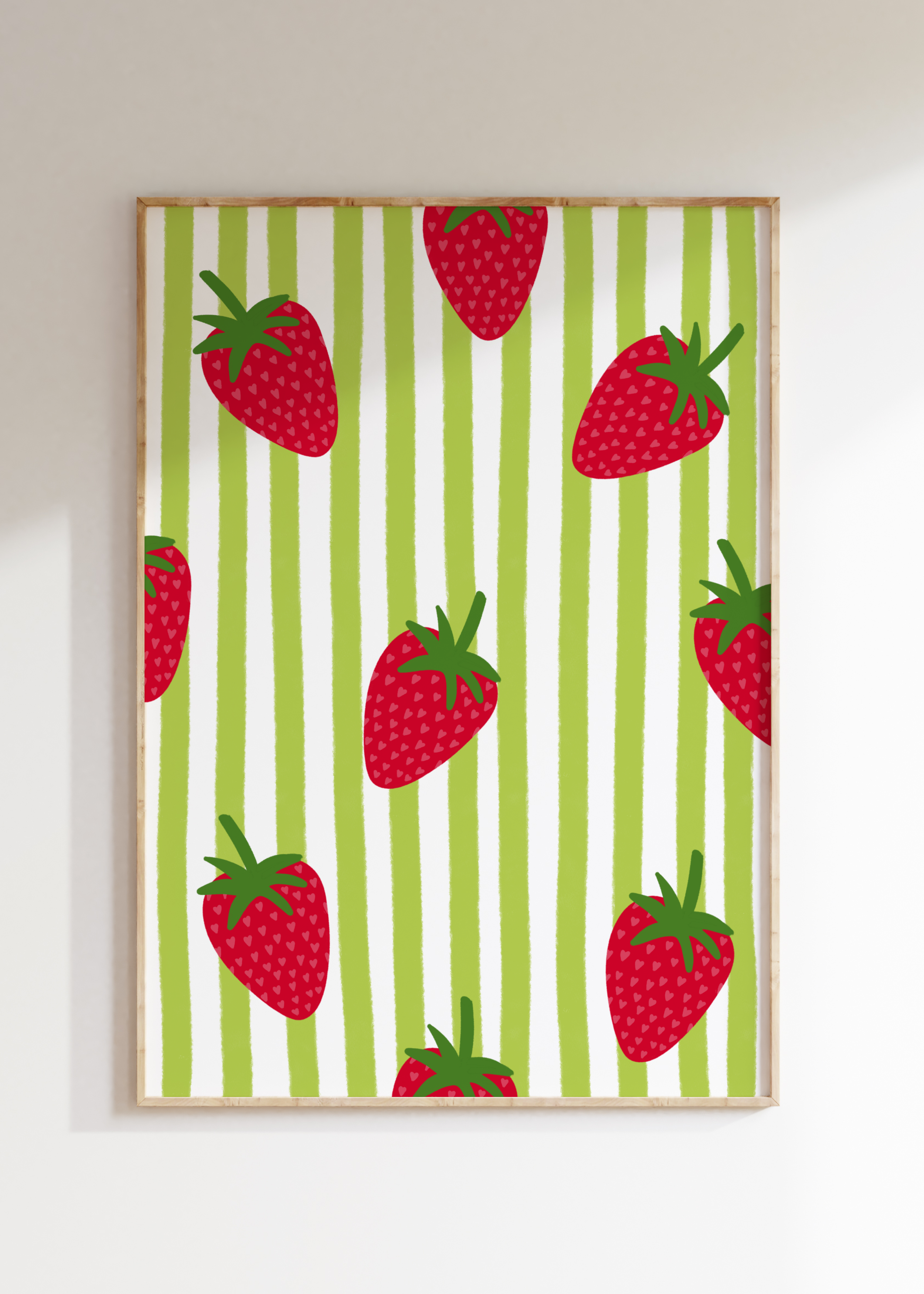 Striped Strawberry Art Print