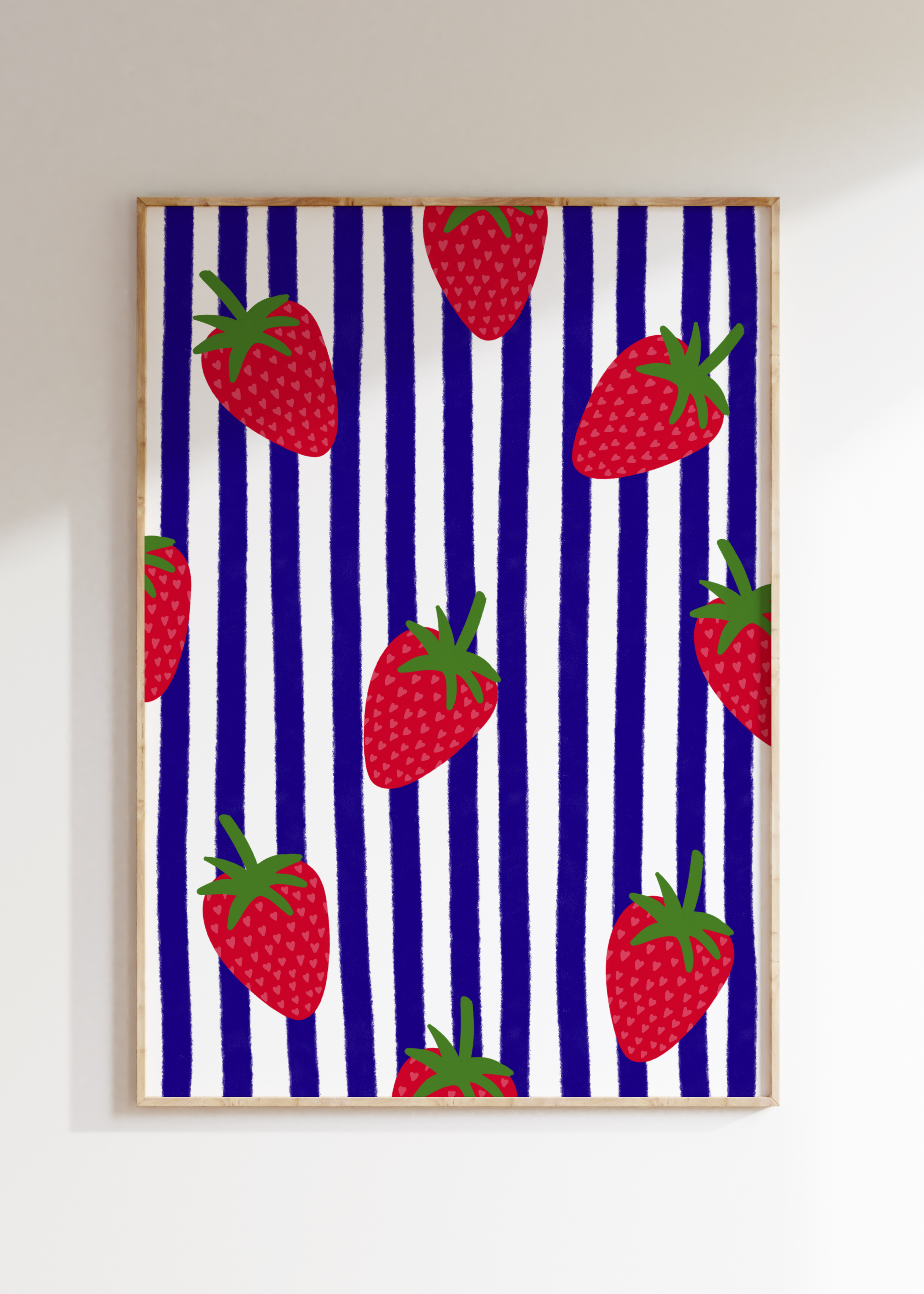 Striped Strawberry Art Print