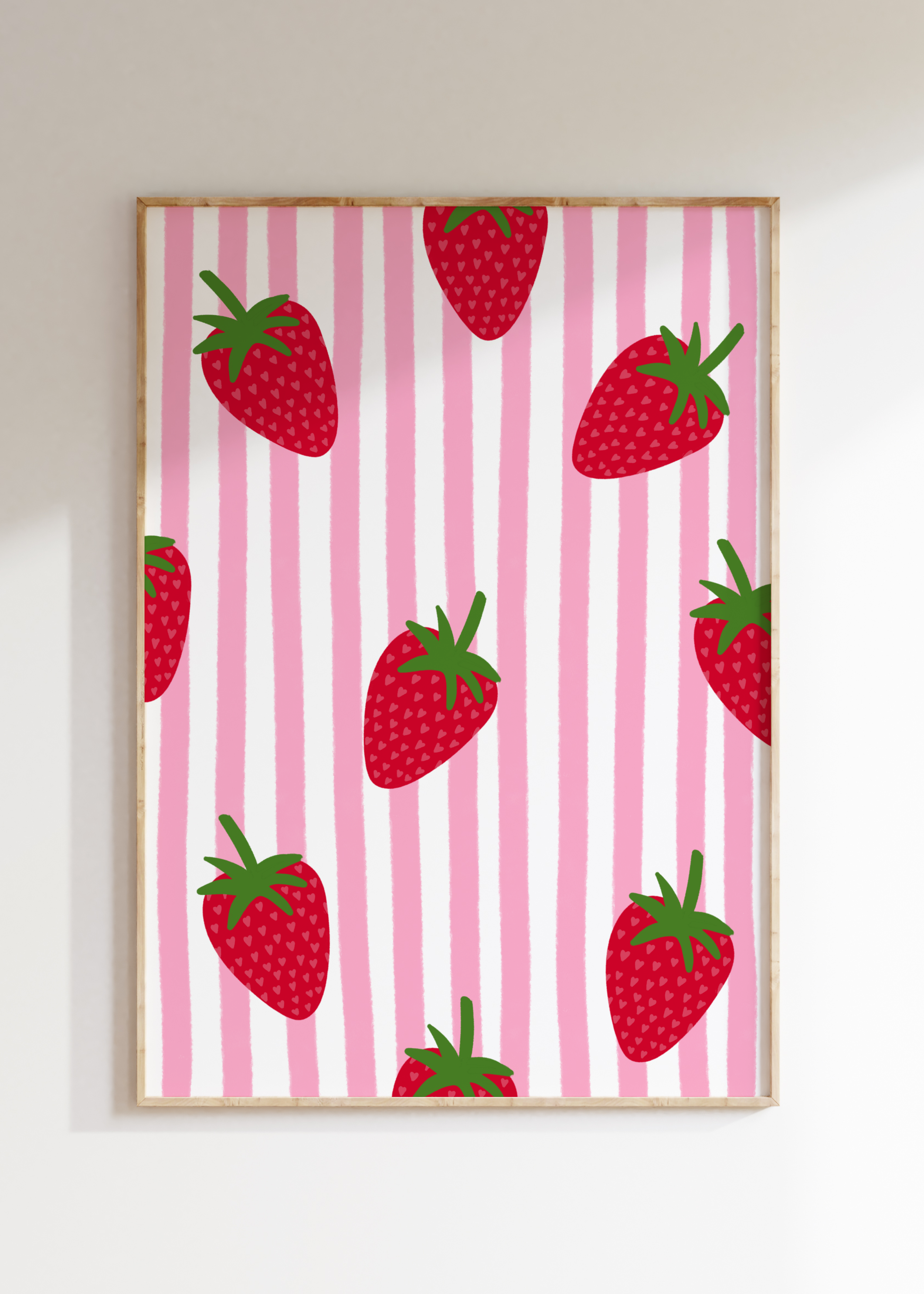 Striped Strawberry Art Print