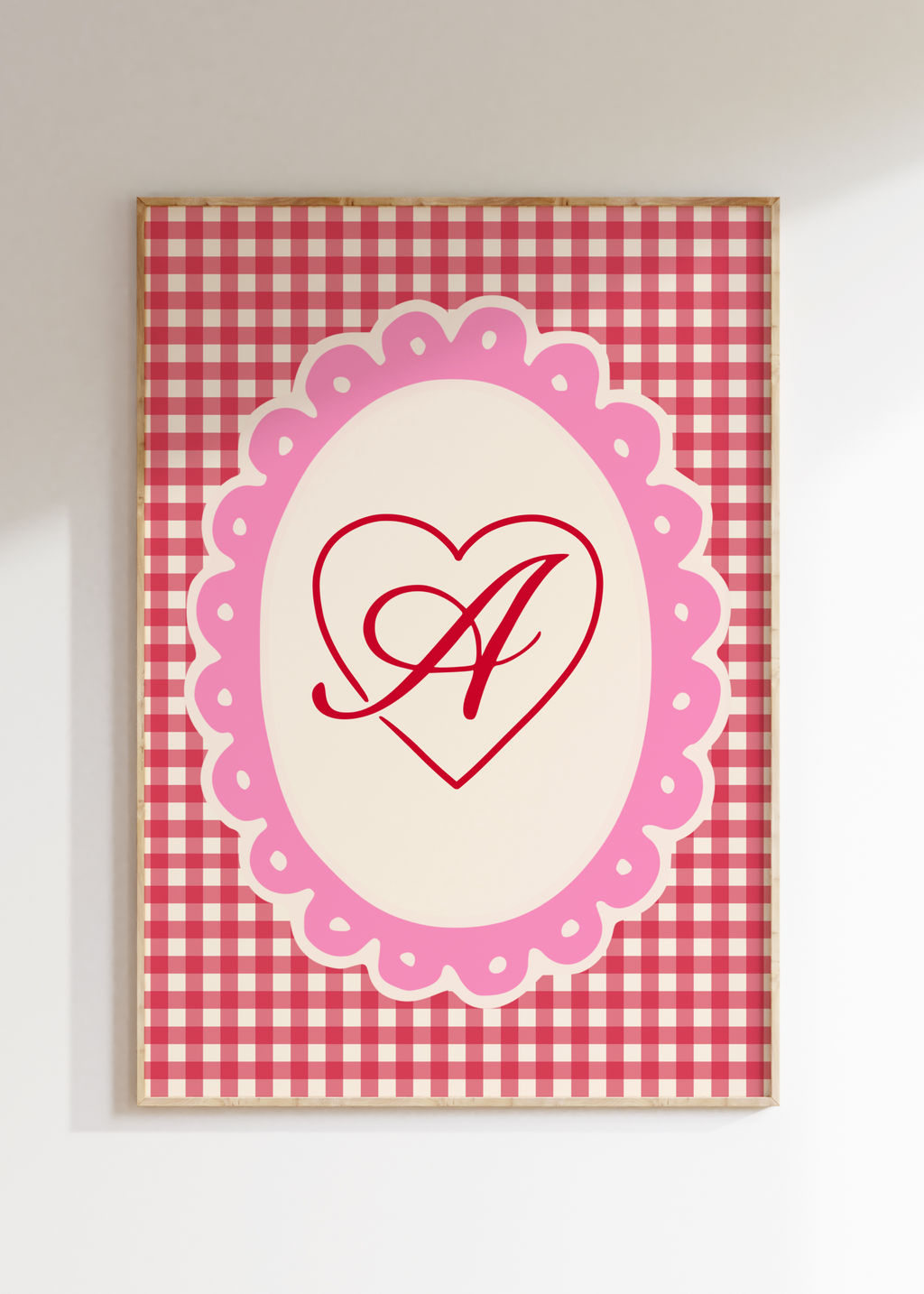 Custom Gingham Initial Art Print