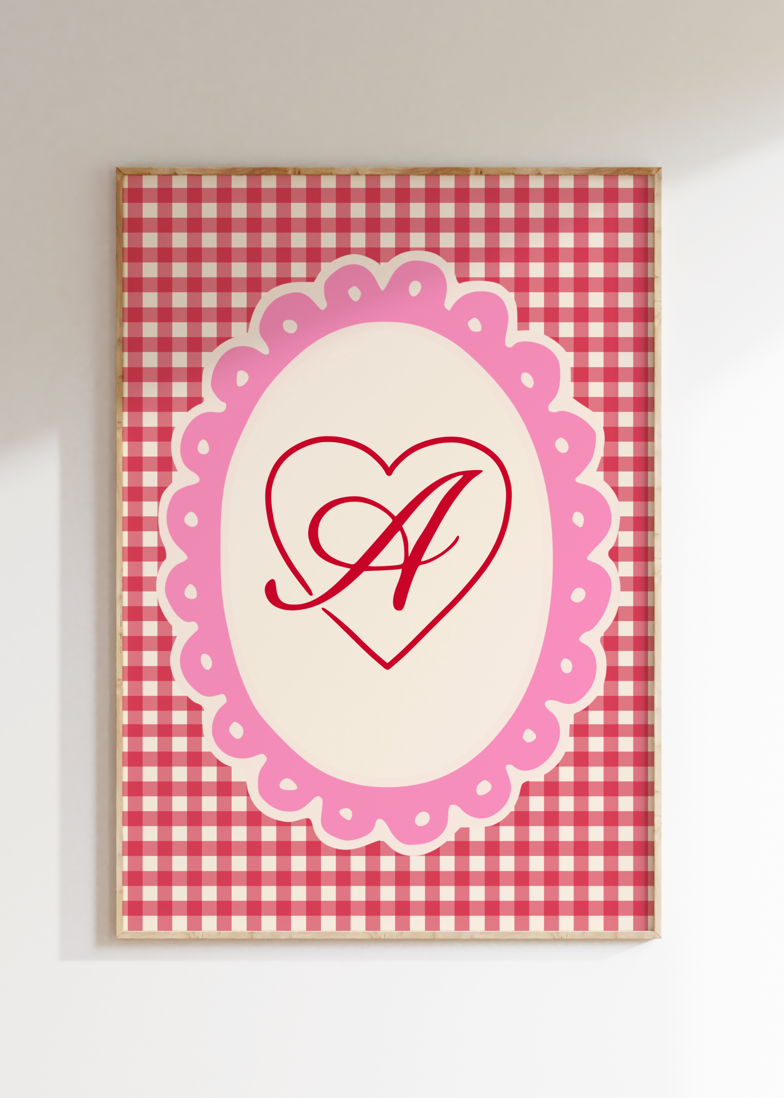 Custom Gingham Initial Art Print