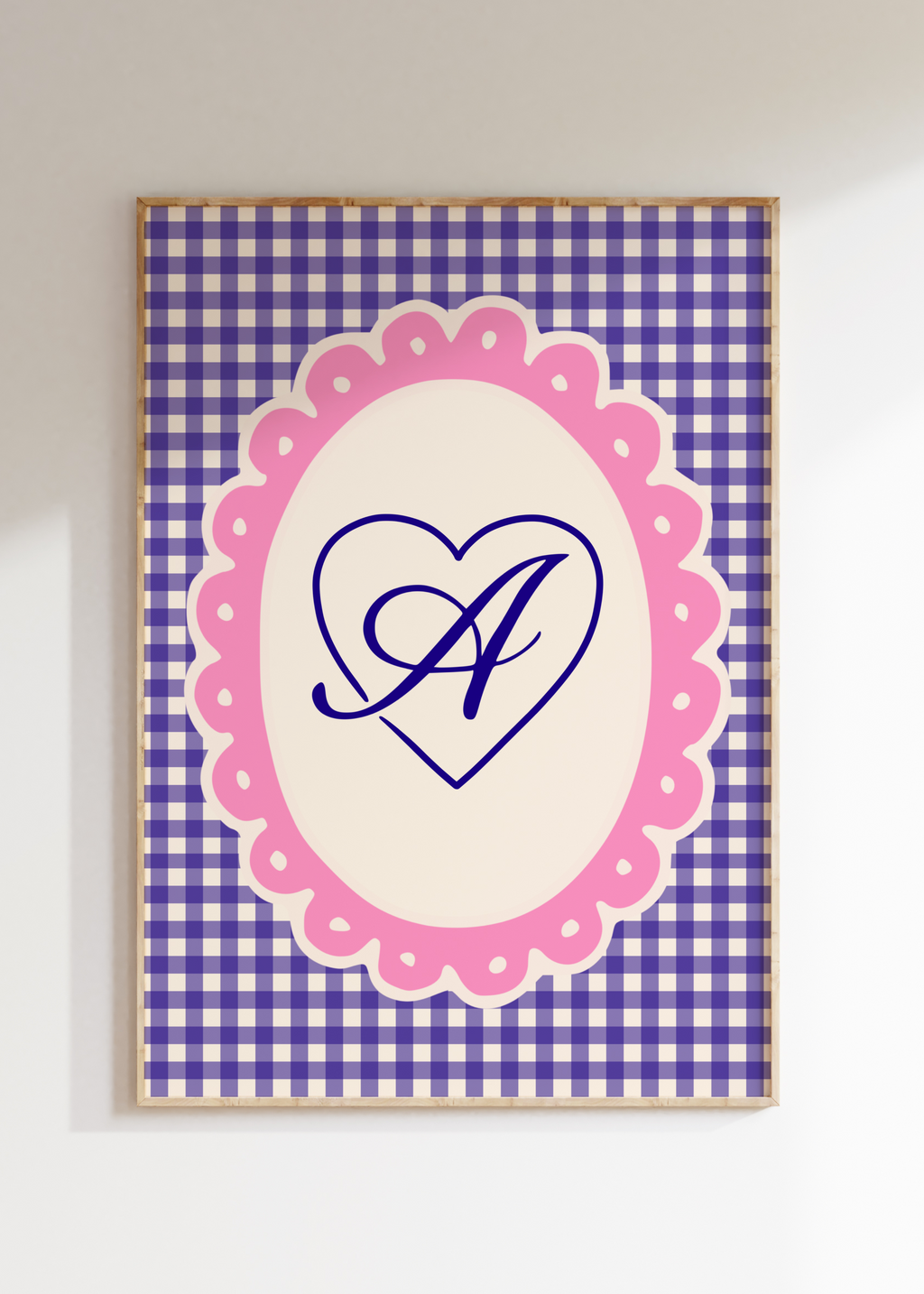 Custom Gingham Initial Art Print