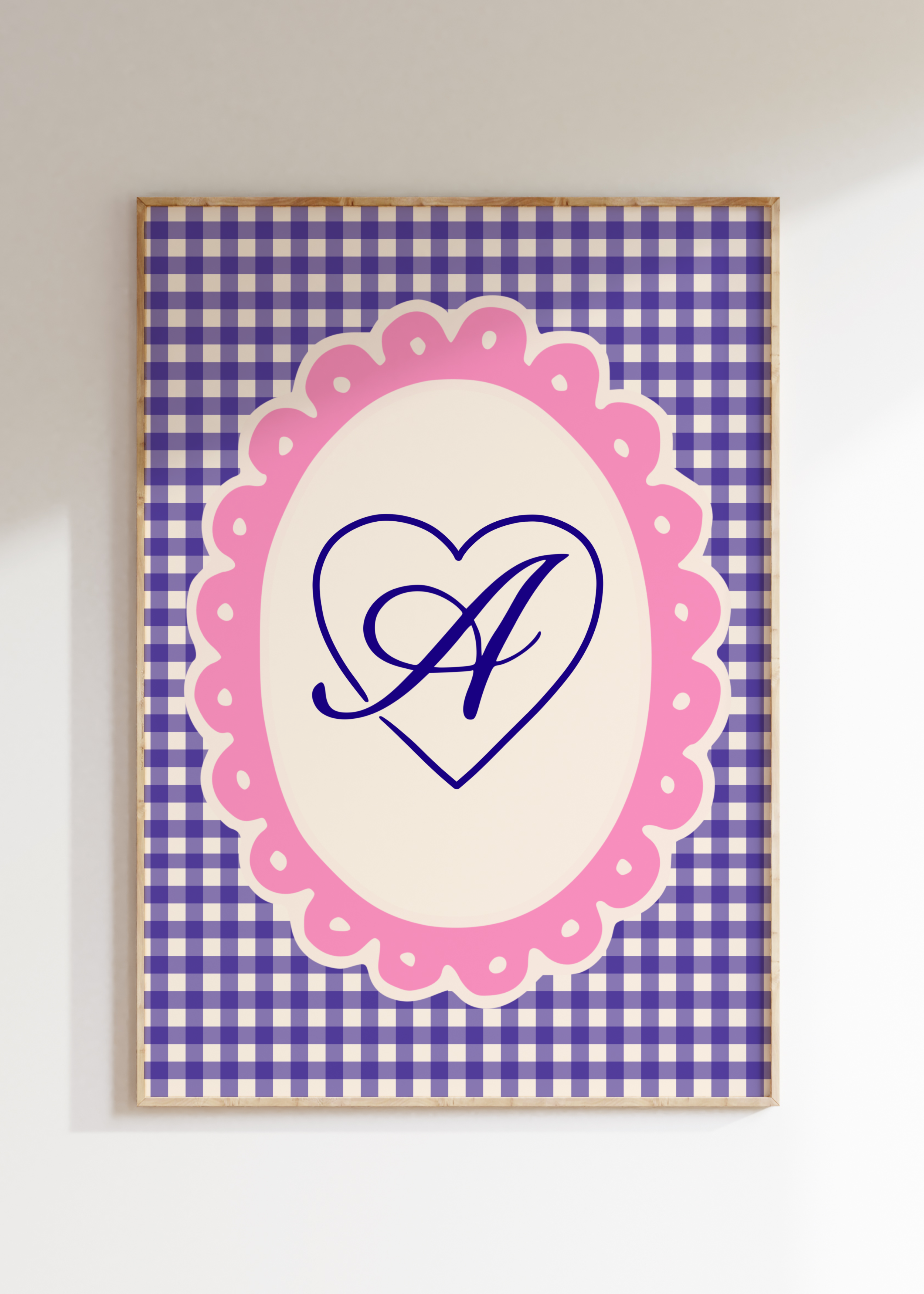 Custom Gingham Initial Art Print