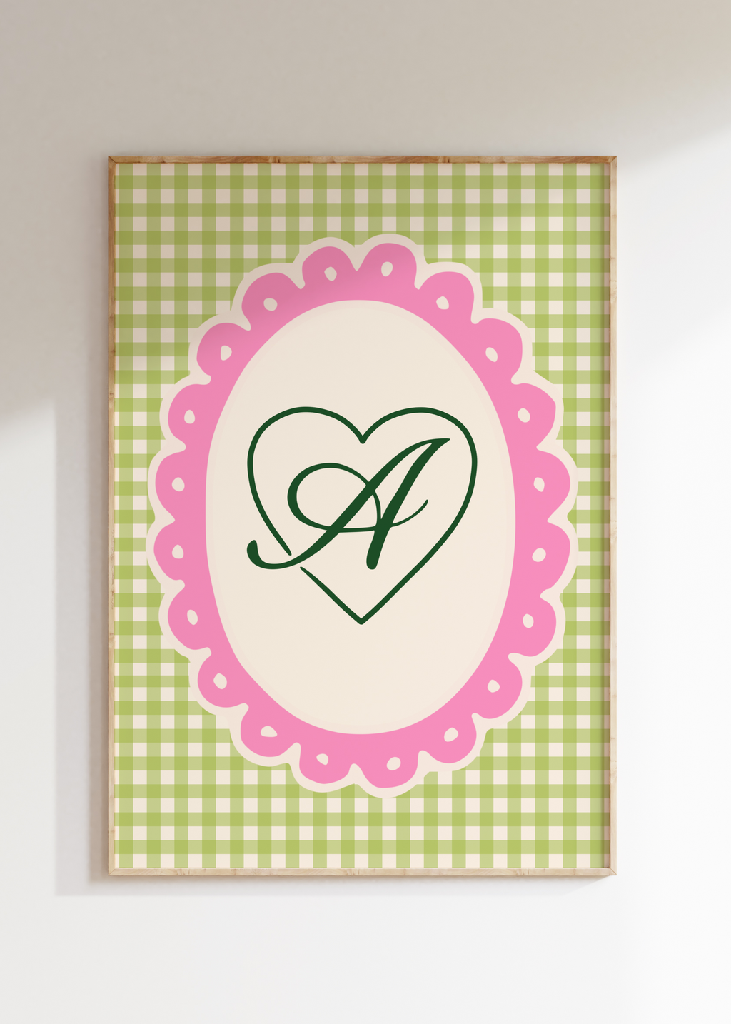 Custom Gingham Initial Art Print