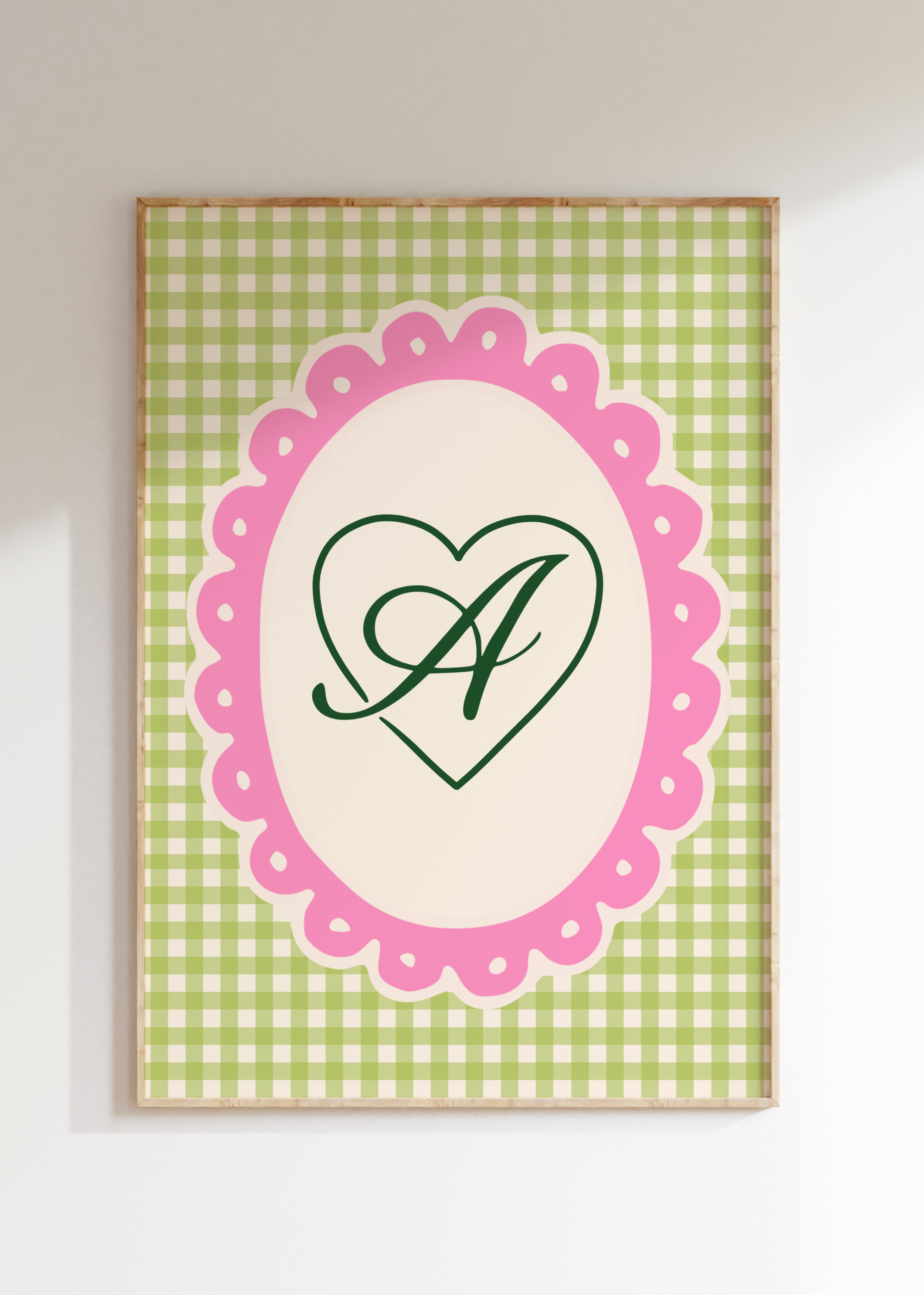 Custom Gingham Initial Art Print
