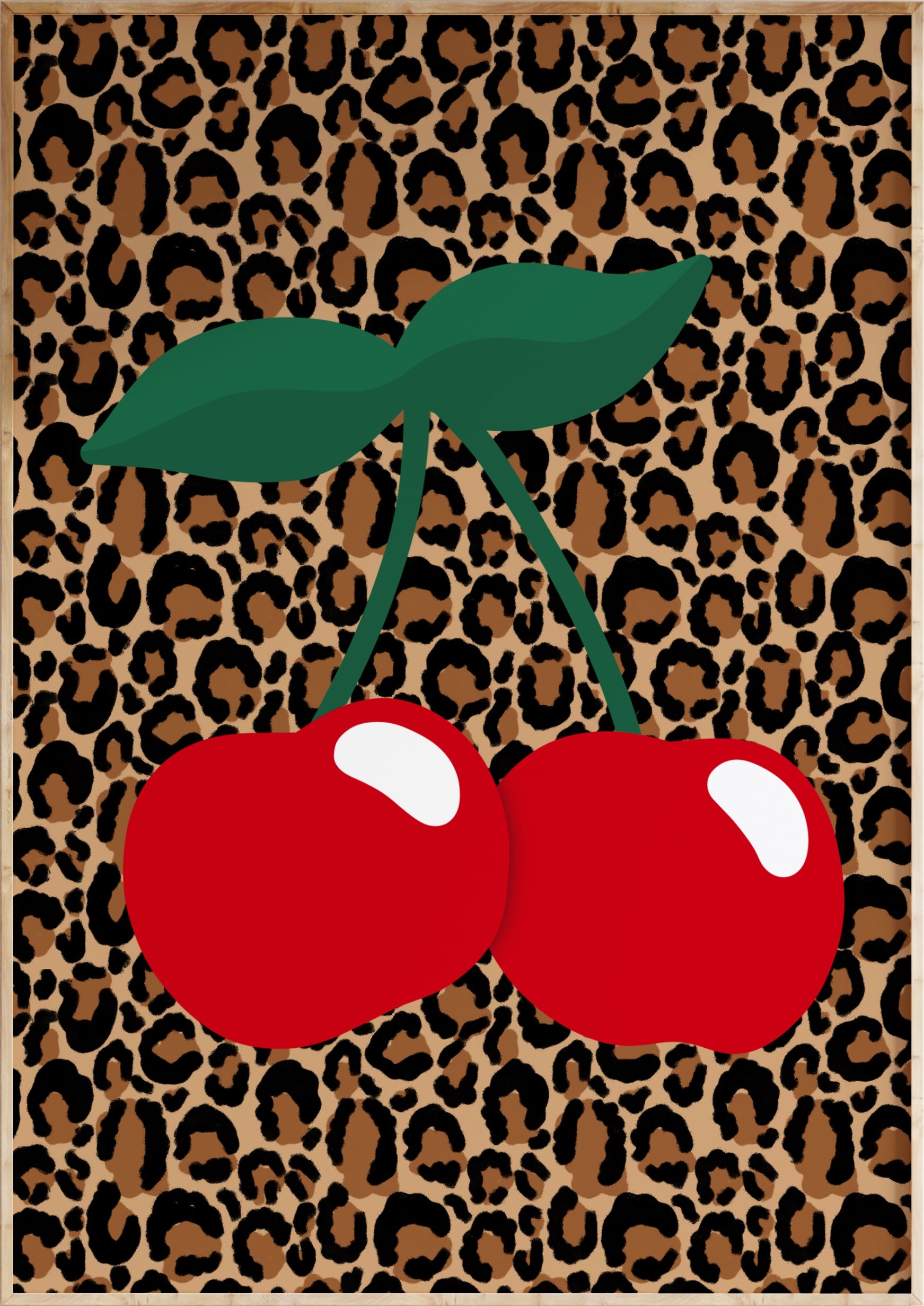 Leopard Cherries Art Print