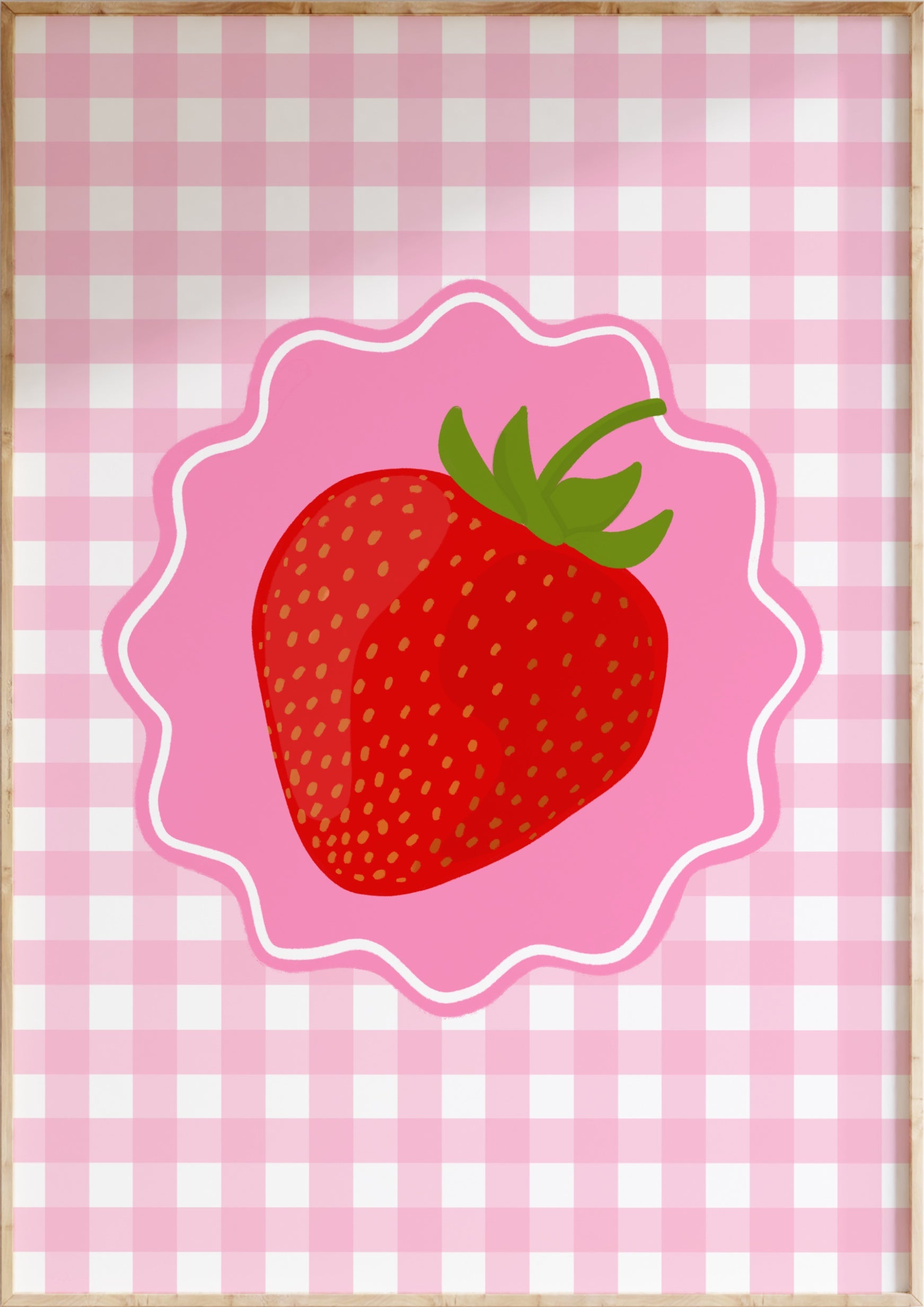 Gingham Strawberry Art Print
