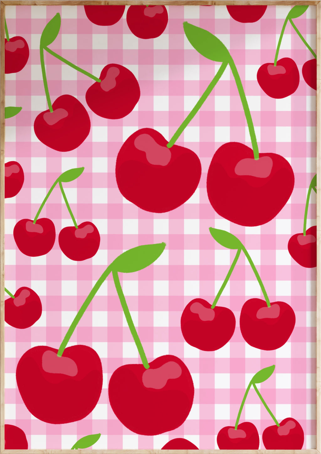 Gingham Cherry Art Print