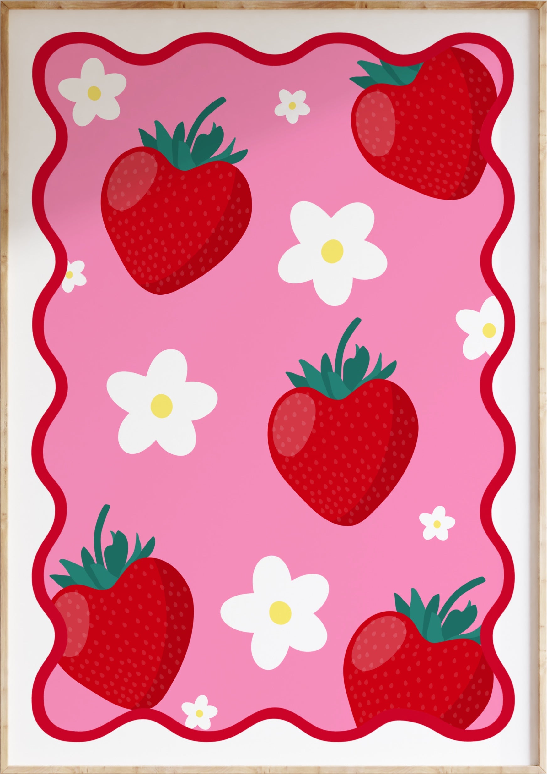 Strawberry Flower Wavy Art Print