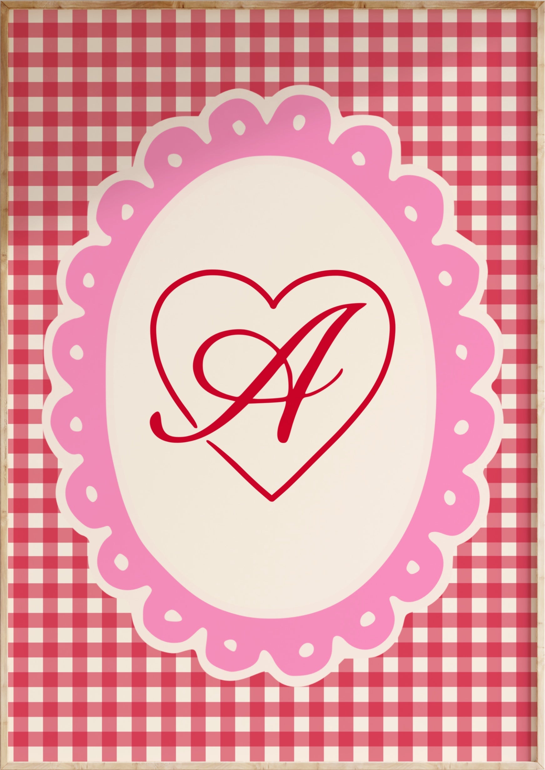 Custom Gingham Initial Art Print