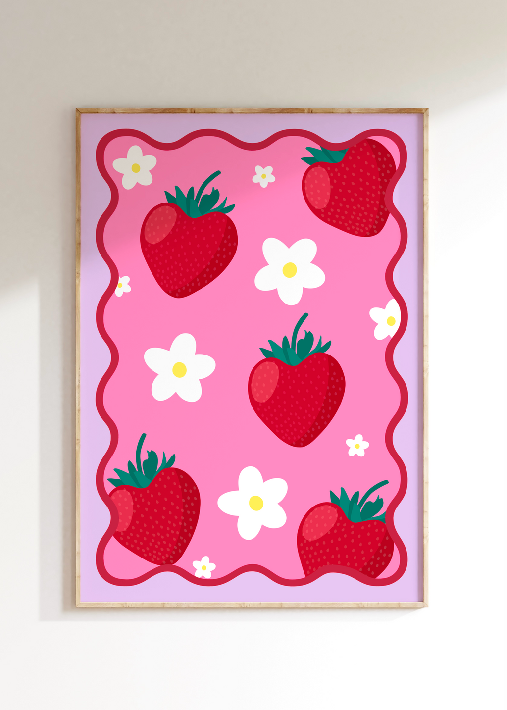 Strawberry Flower Wavy Art Print