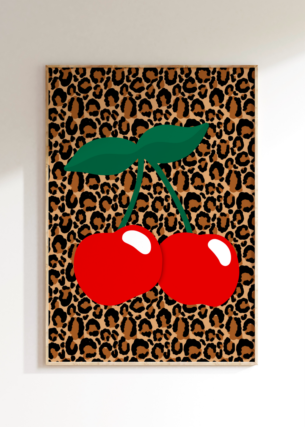 Leopard Cherries Art Print