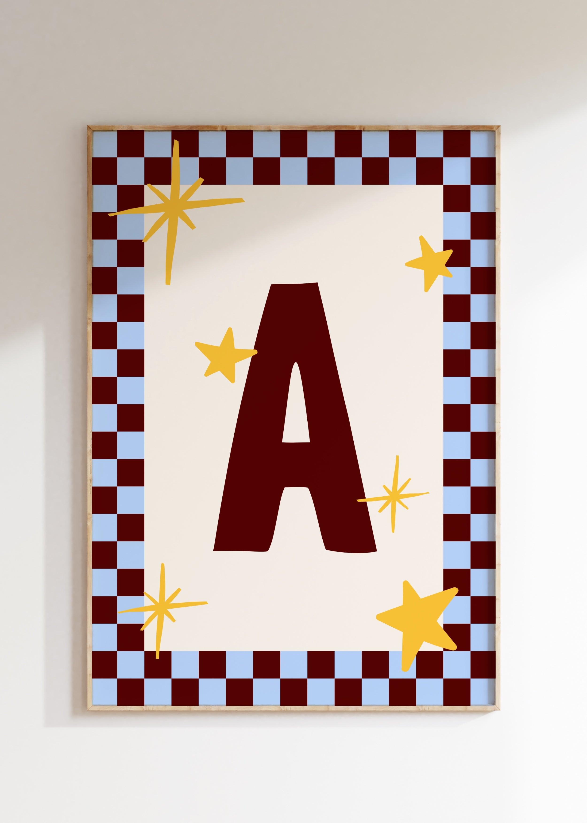 Custom Checkerboard Initial Art Print