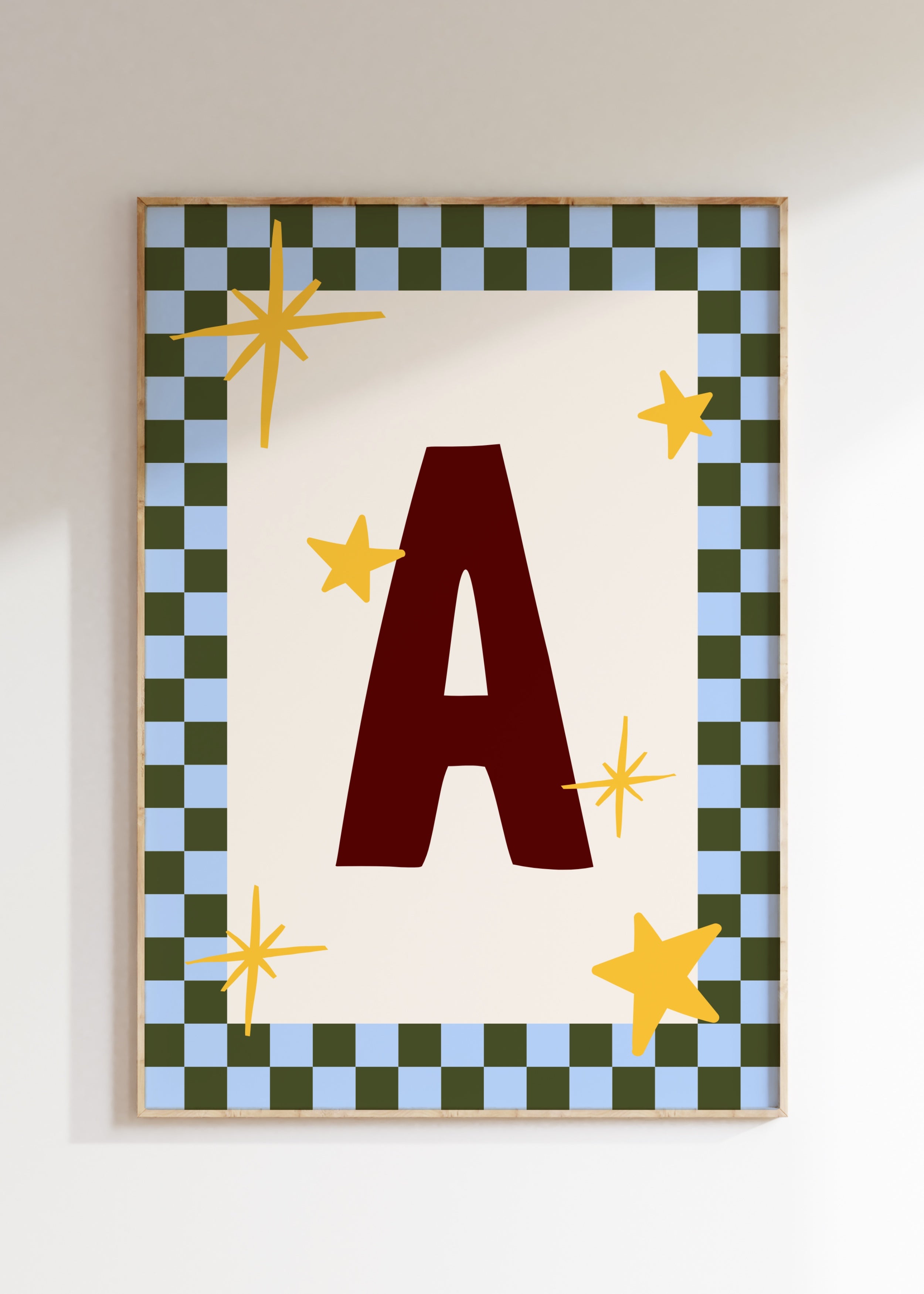 Custom Checkerboard Initial Art Print
