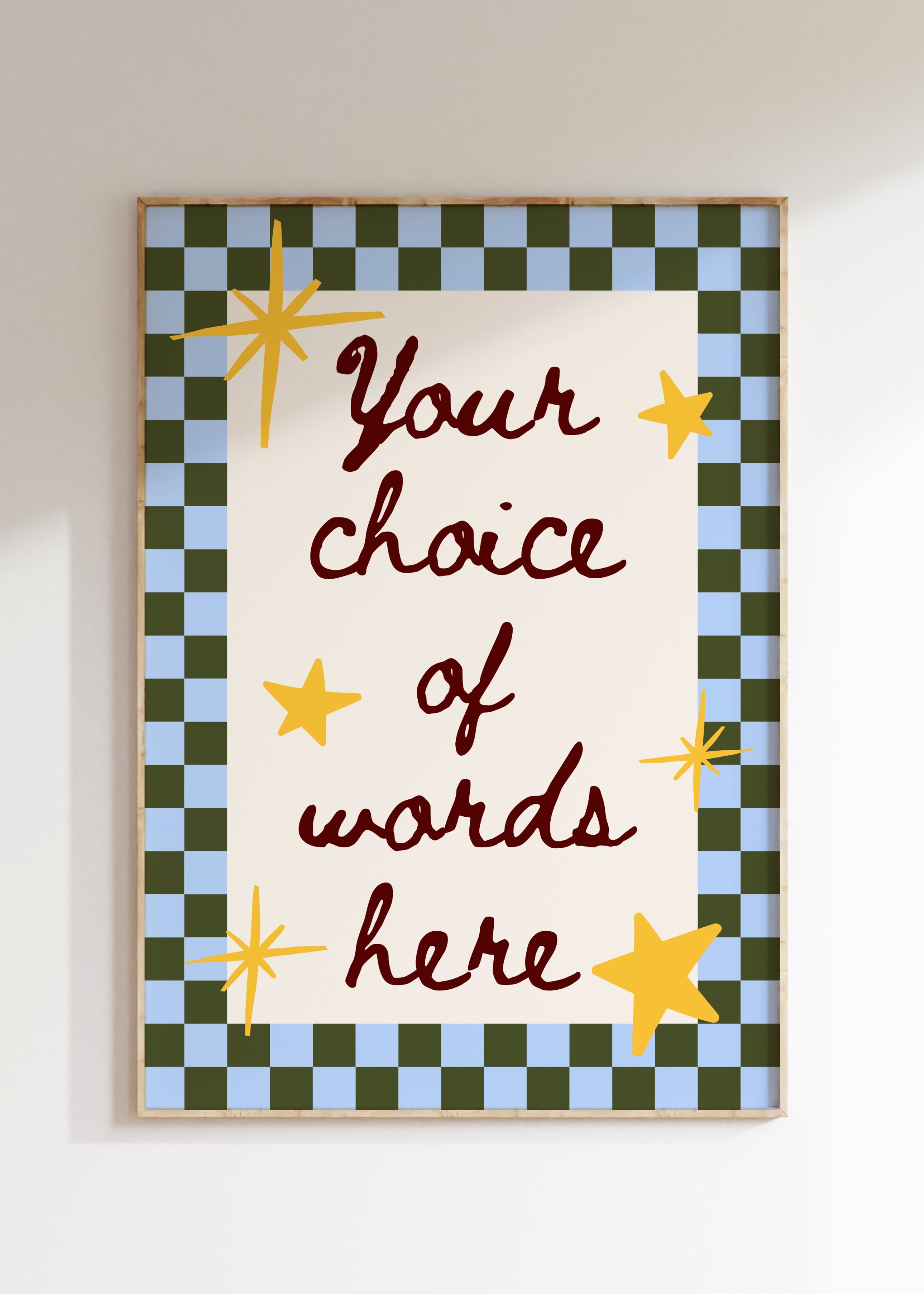 Custom Checkerboard Word Art Print