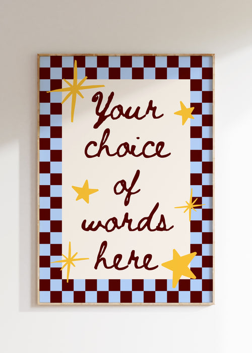 Custom Checkerboard Word Art Print