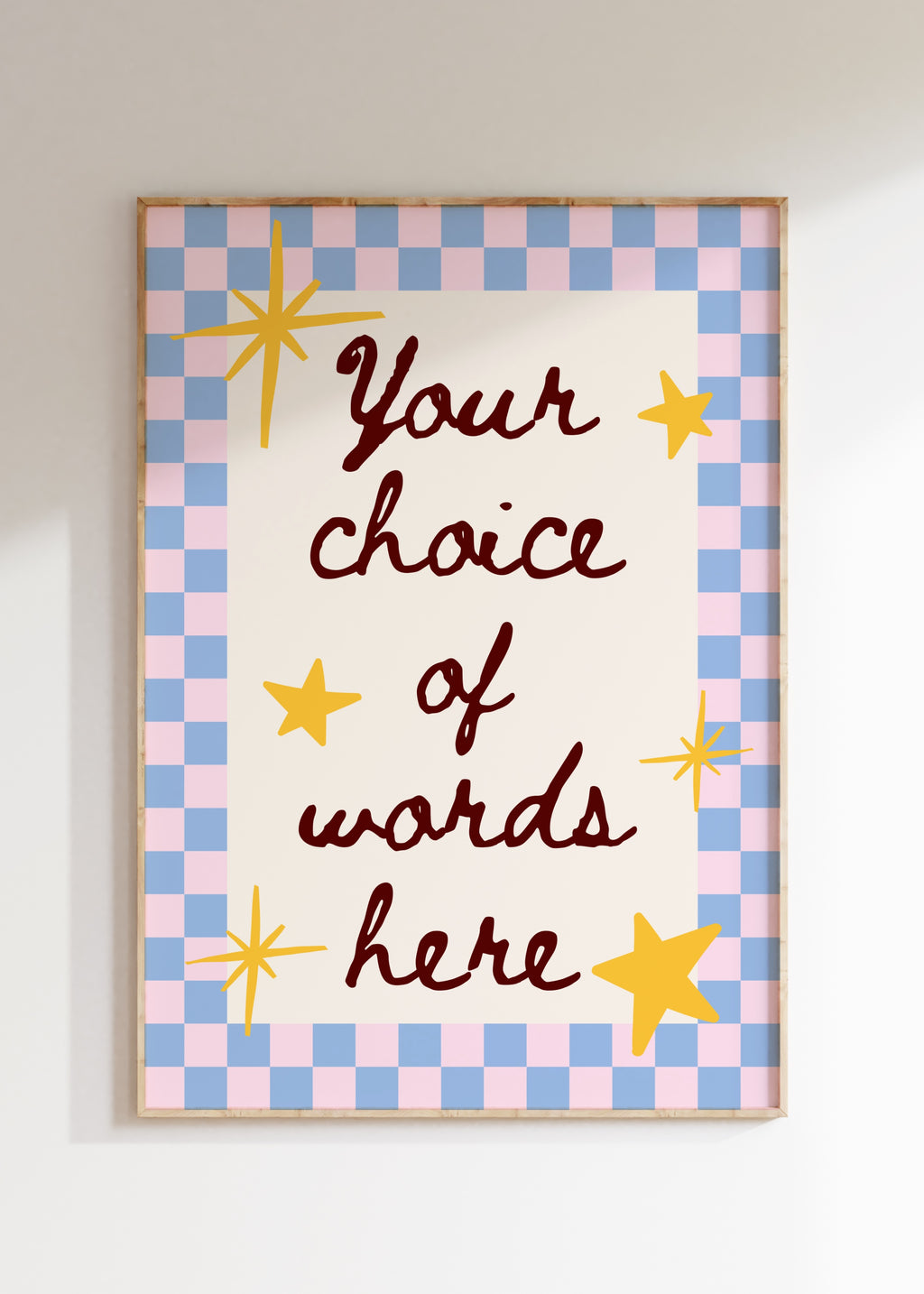 Custom Checkerboard Word Art Print