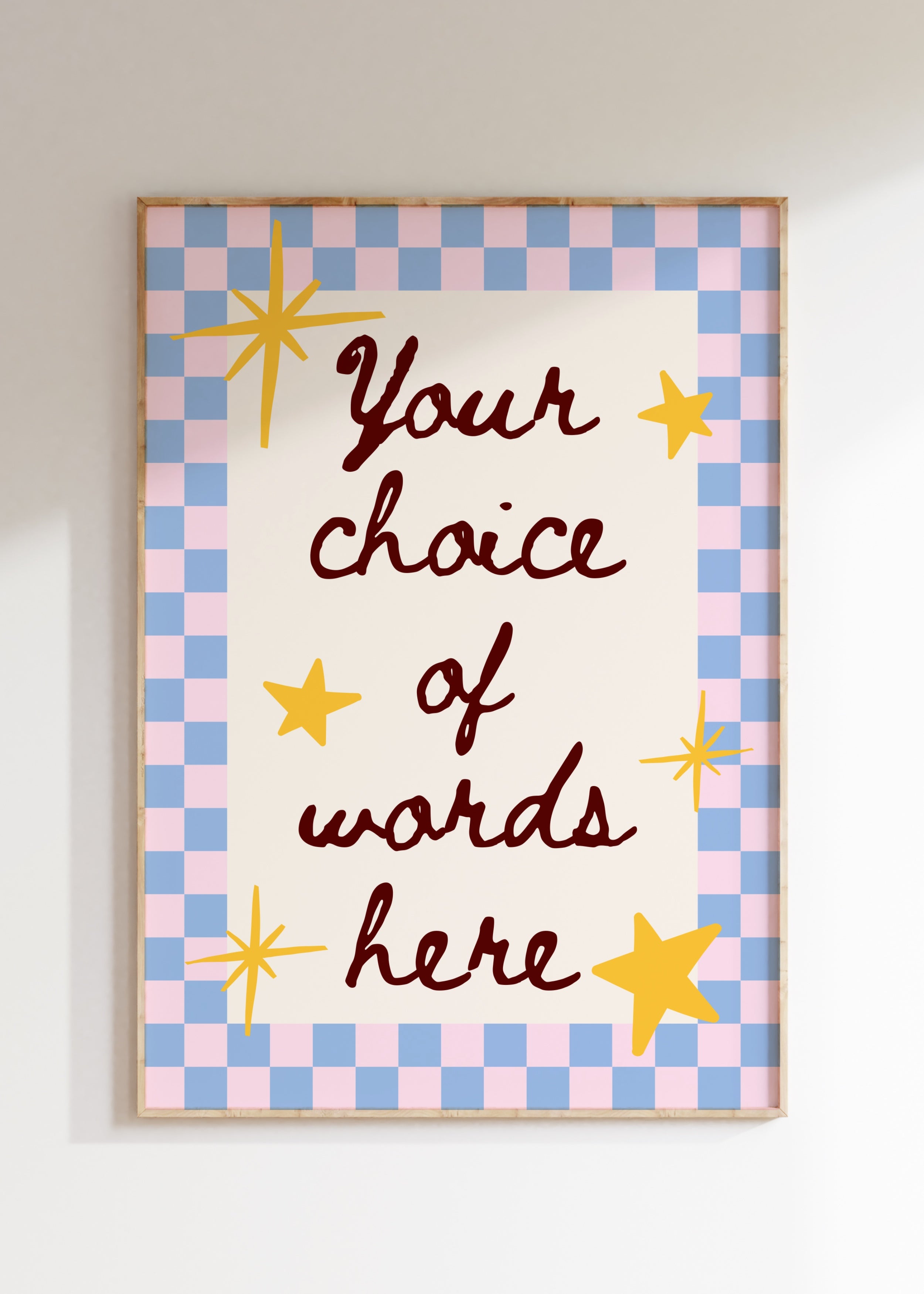 Custom Checkerboard Word Art Print