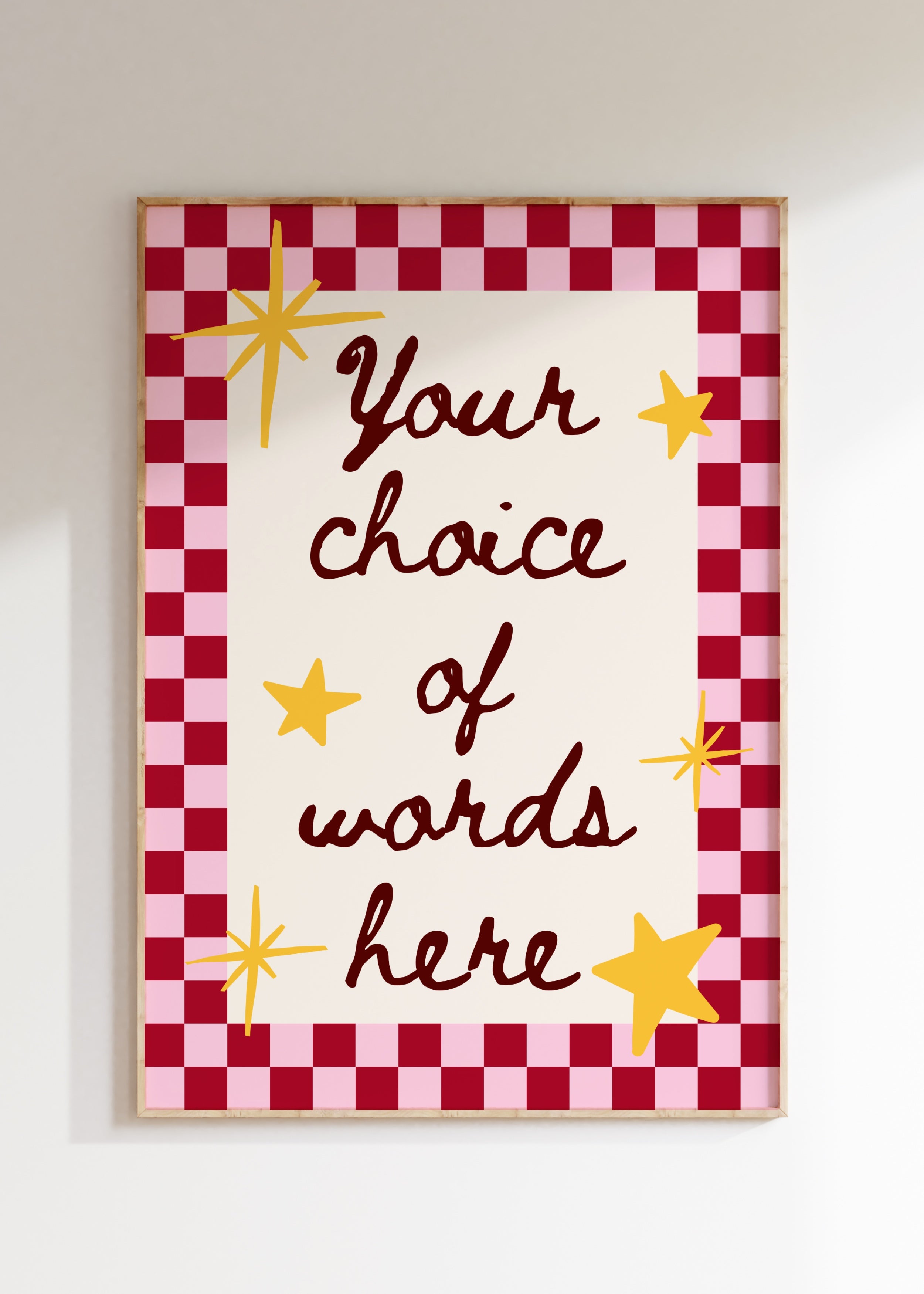Custom Checkerboard Word Art Print