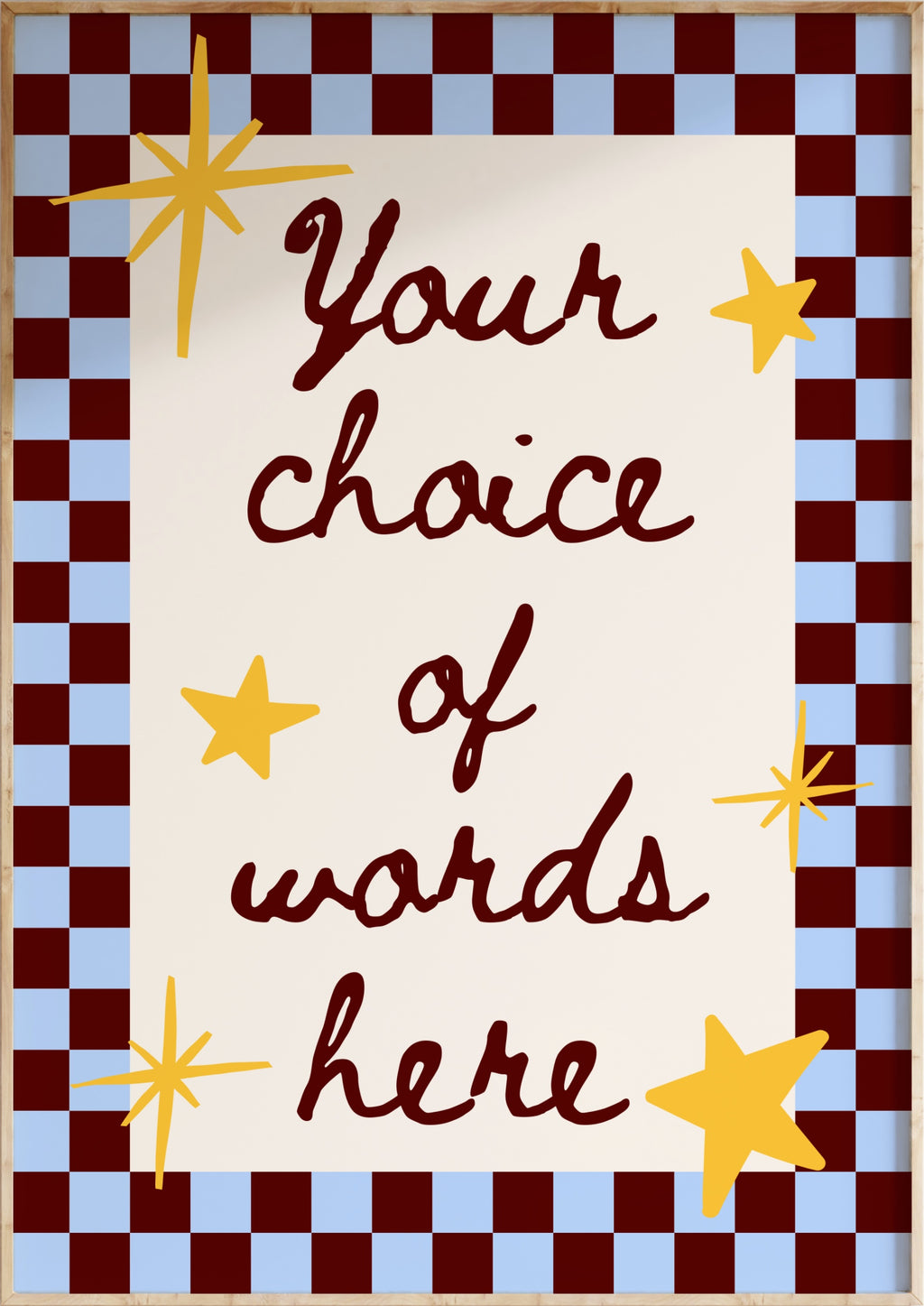 Custom Checkerboard Word Art Print