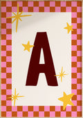 Custom Checkerboard Initial Art Print
