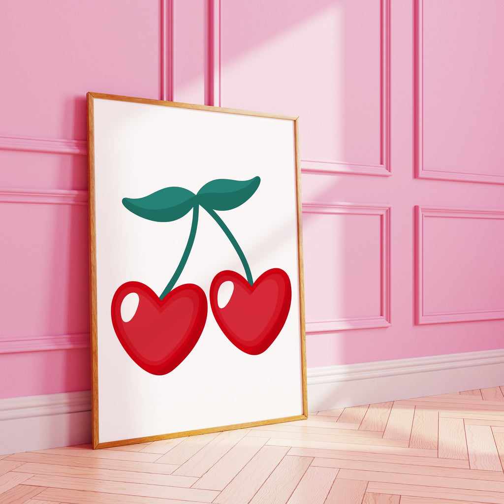 Heart Cherries Art Print