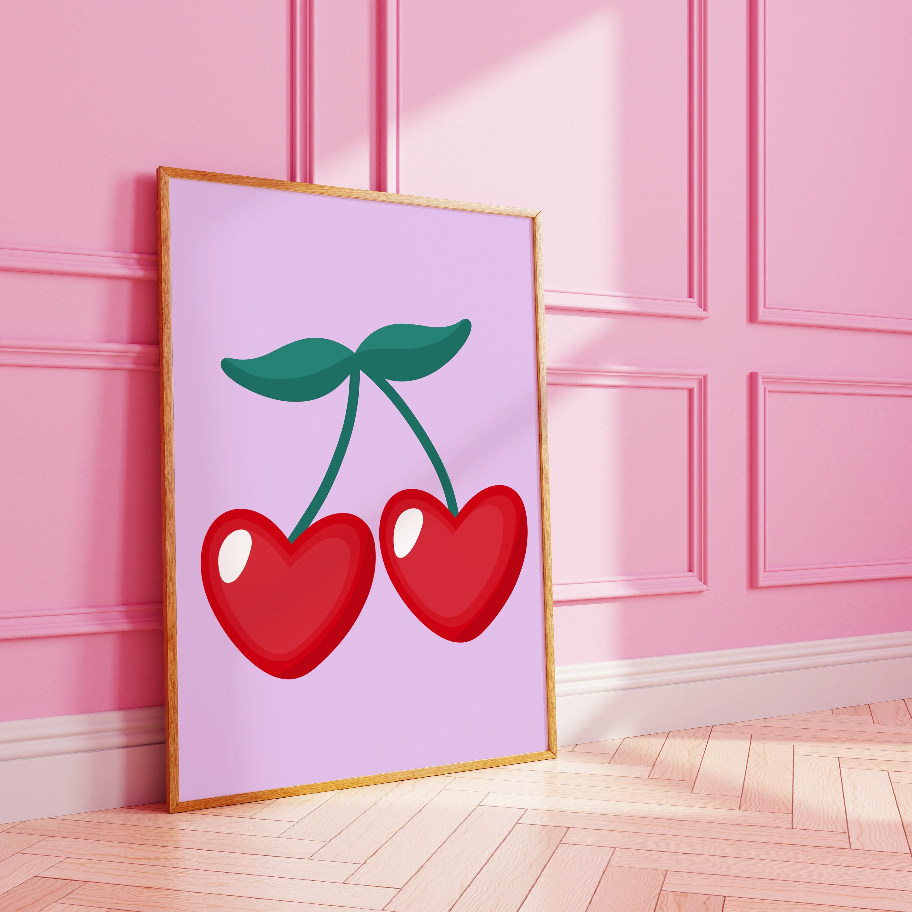 Heart Cherries Art Print