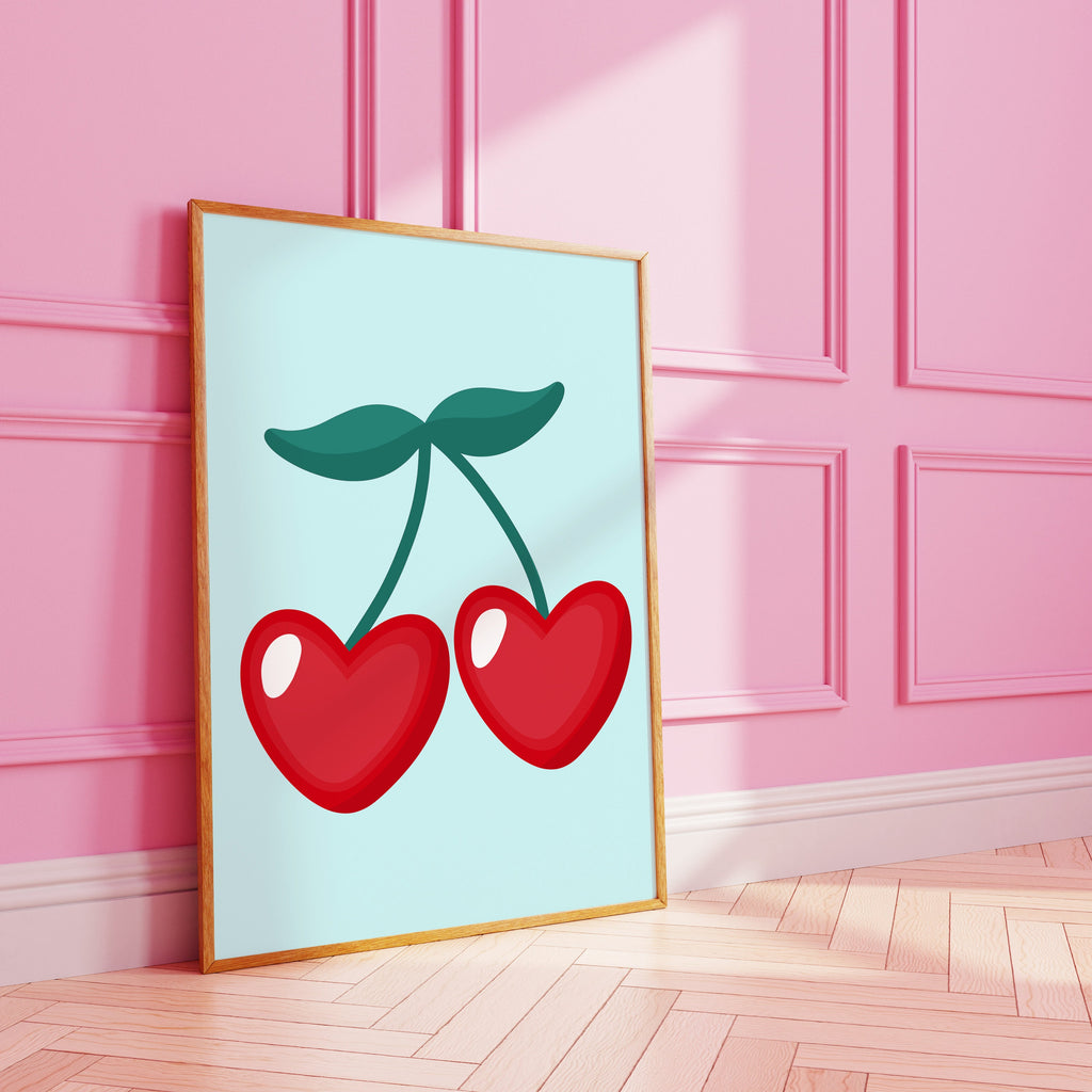 Heart Cherries Art Print
