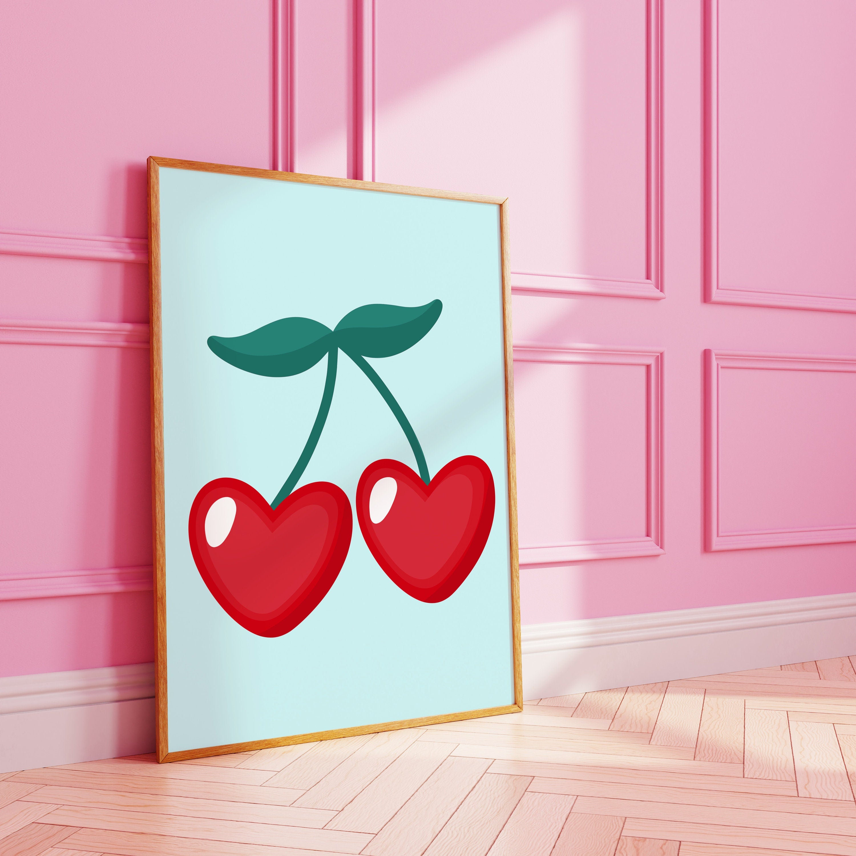 Heart Cherries Art Print