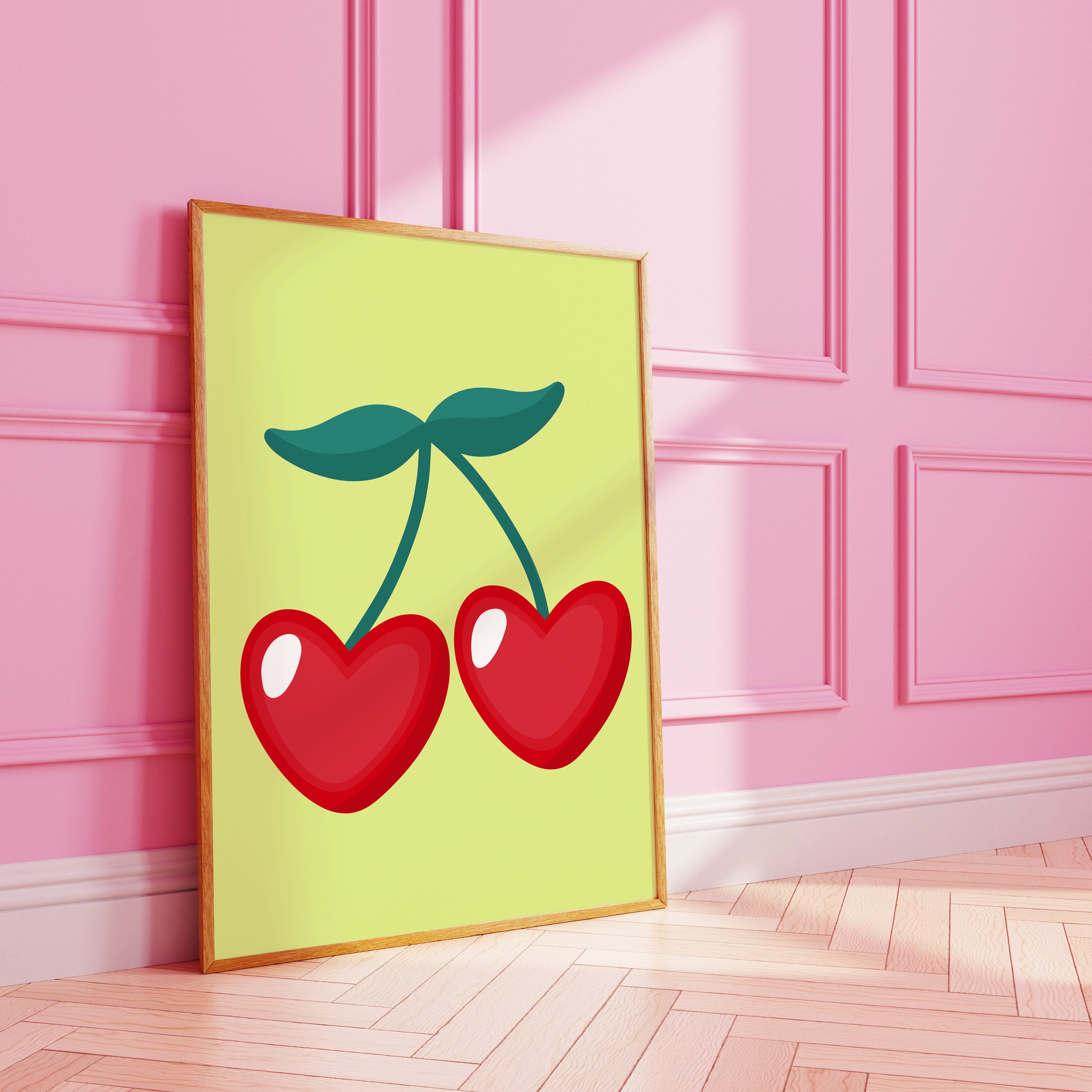 Heart Cherries Art Print